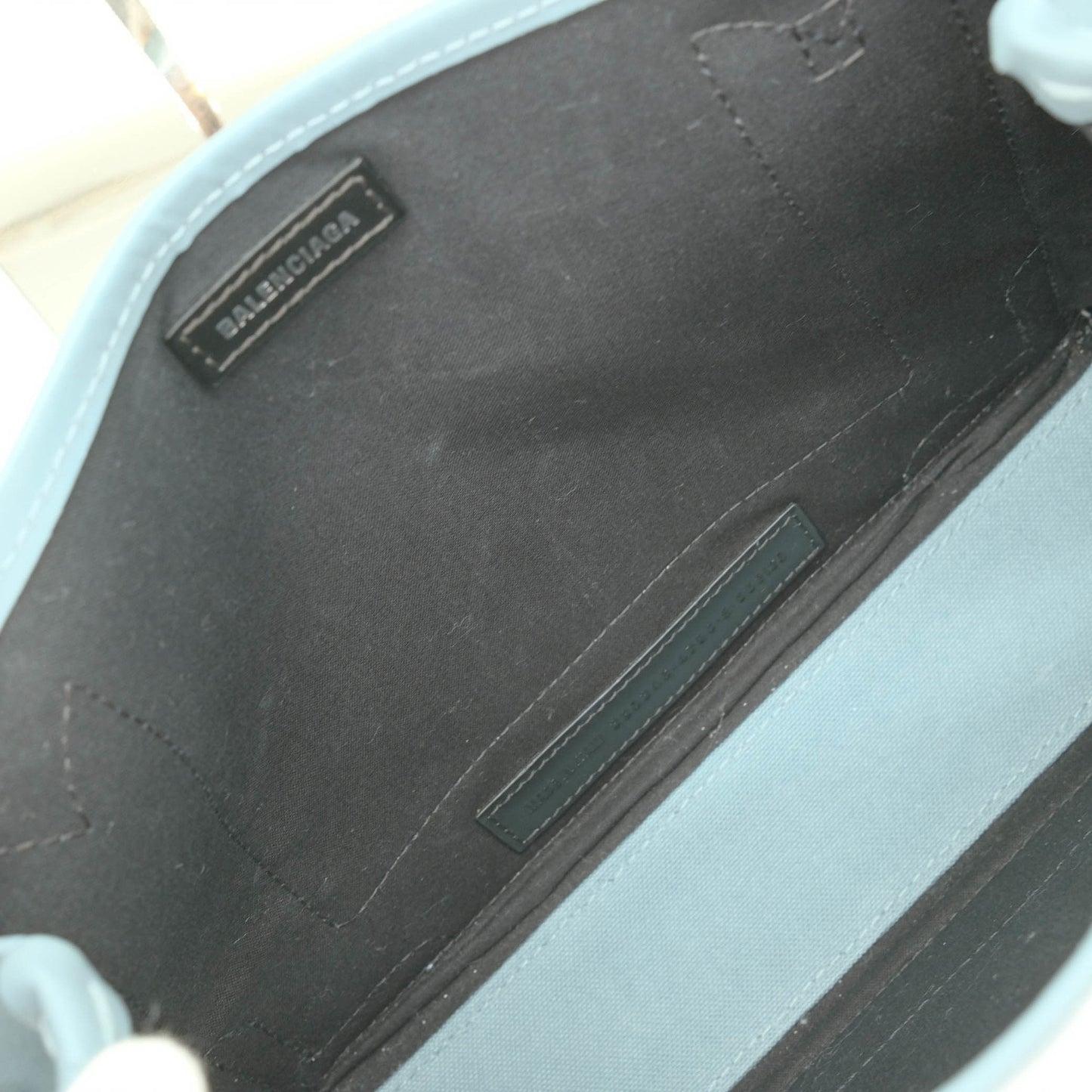 Balenciaga Navy Cabas, Blue, Canvas, handbag