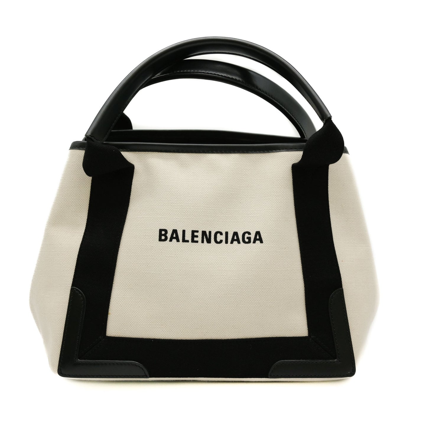 Balenciaga Navy Cabas, Beige, Canvas, handbag