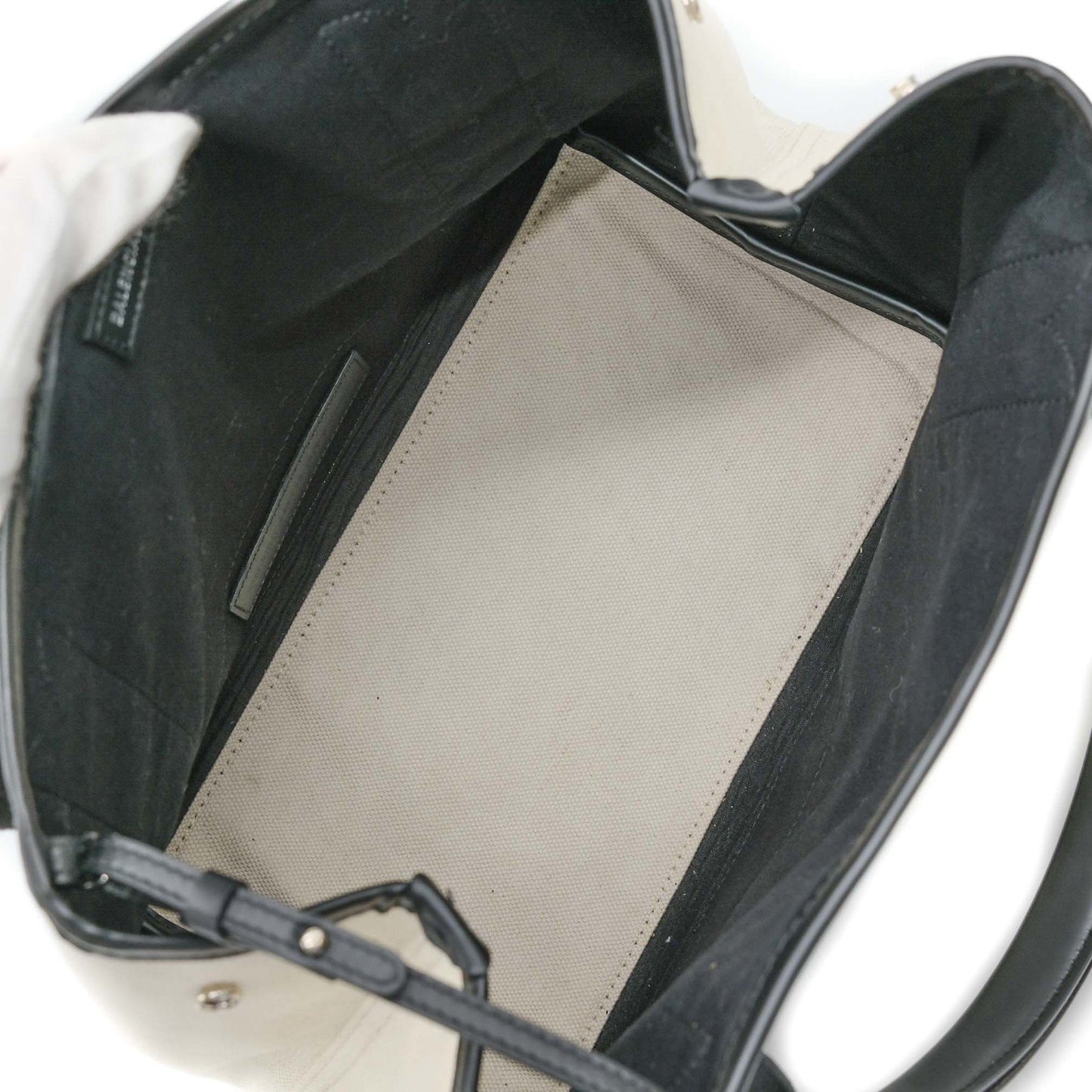 Balenciaga Navy Cabas, Beige, Canvas, handbag