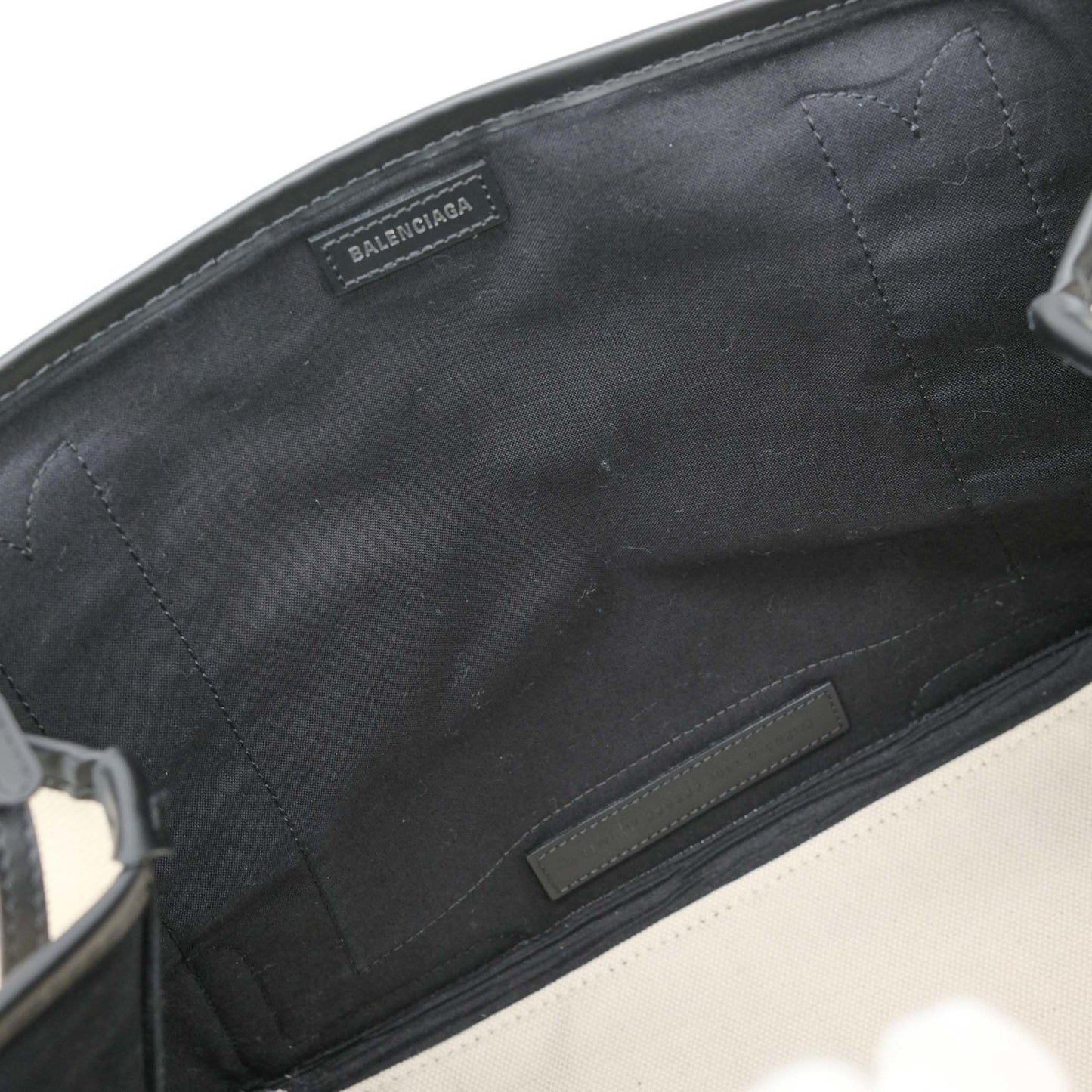 Balenciaga Navy Cabas, Beige, Canvas, handbag