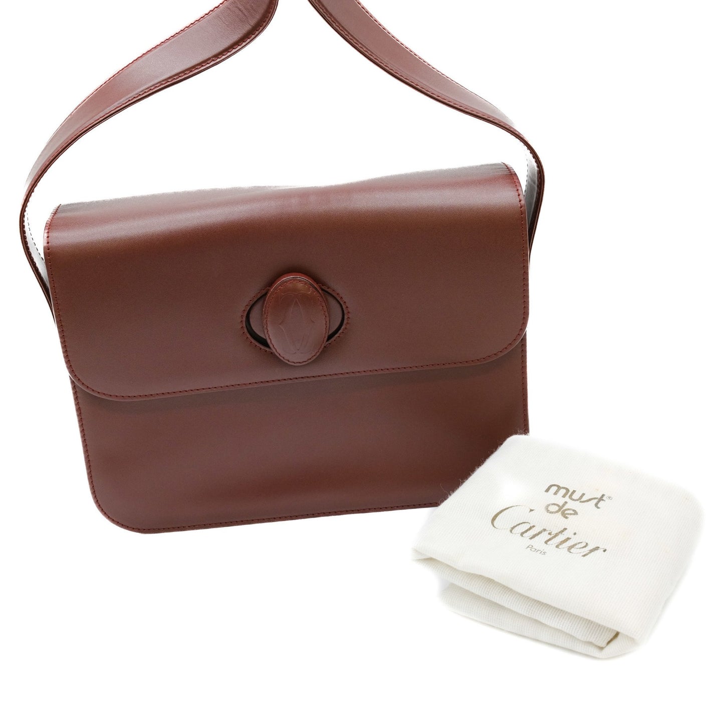 Cartier Must de Cartier, Burgundy, Leather, shoulder