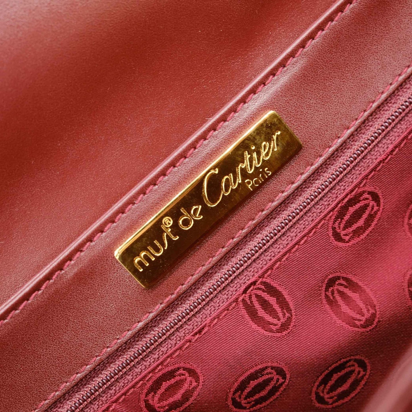 Cartier Must de Cartier, Burgundy, Leather, shoulder
