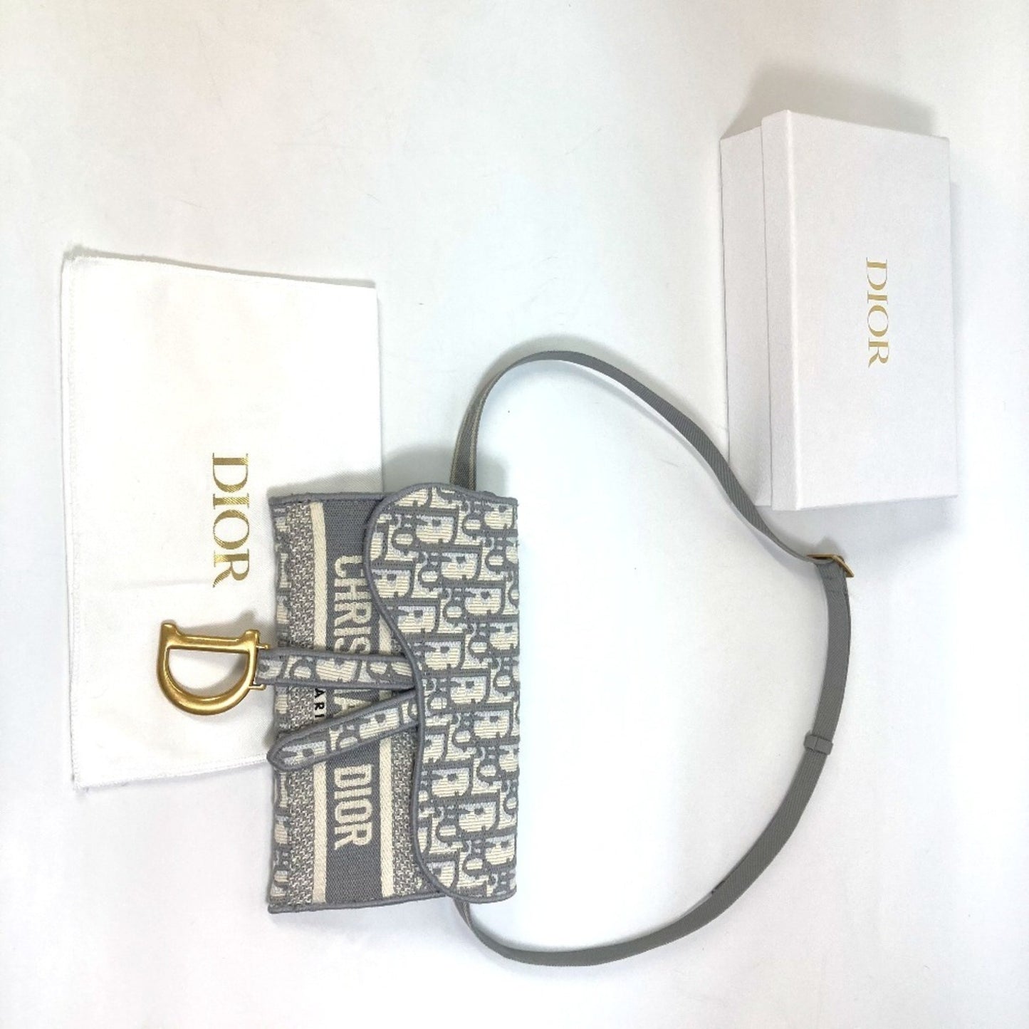 Dior Saddle Dior Oblique, Grey, Canvas, shoulder