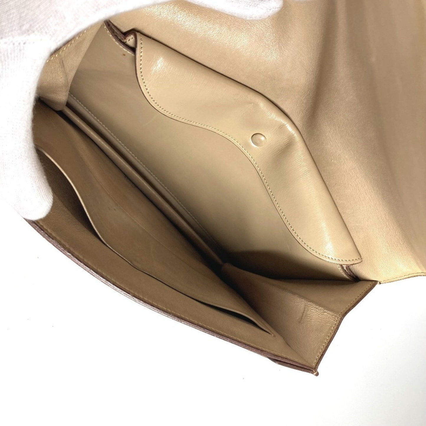 Hermès, Beige, Leather, clutch