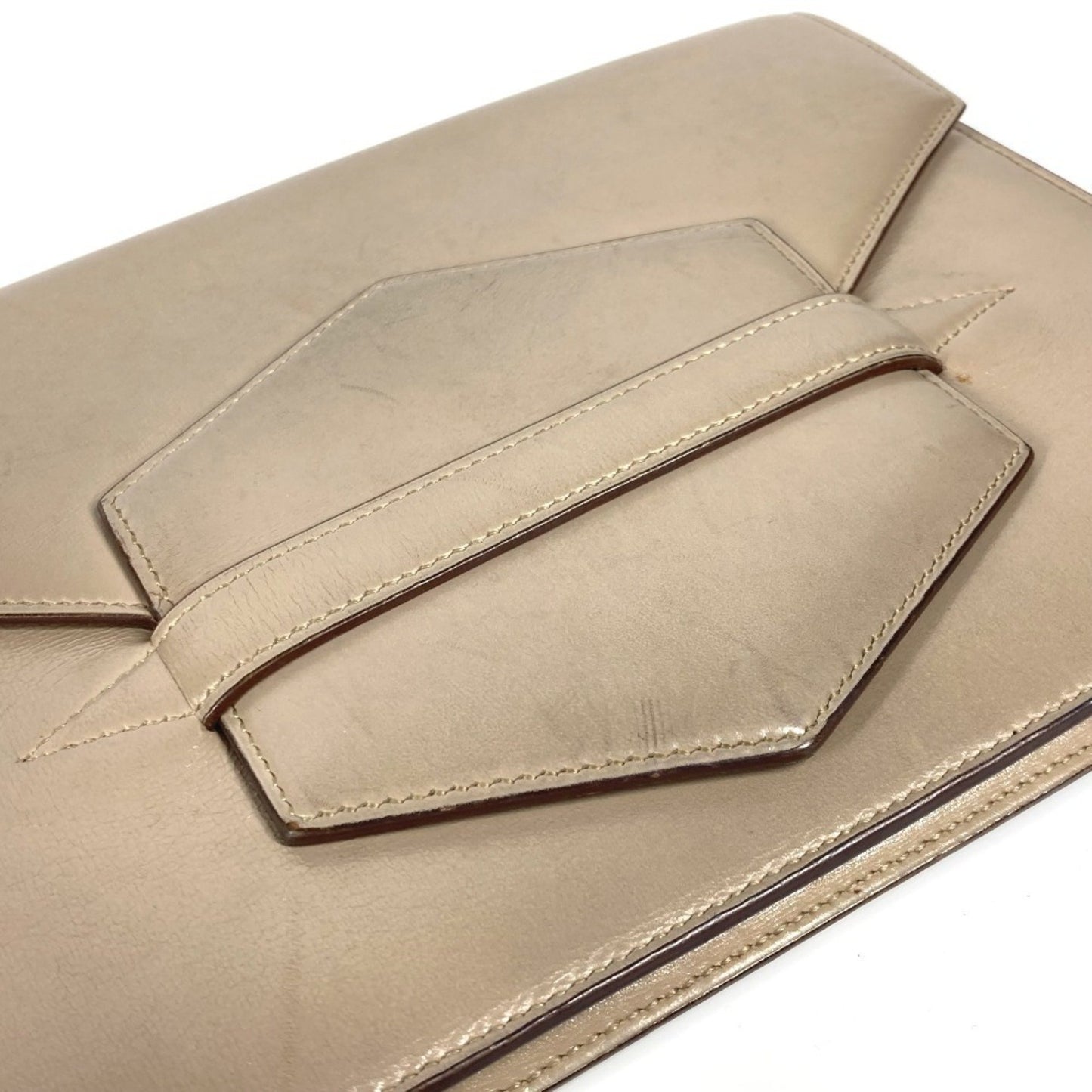 Hermès, Beige, Leather, clutch