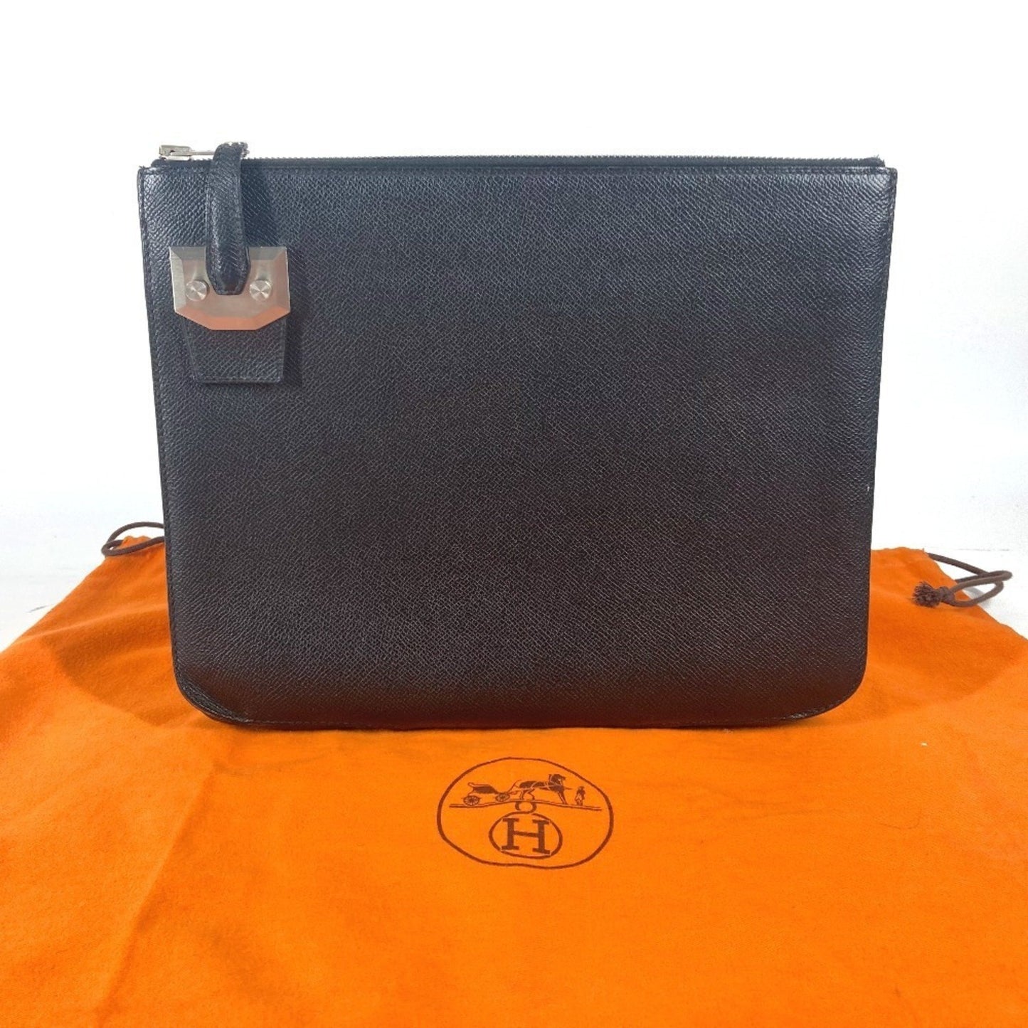 Hermès Cityhall, Black, Leather, clutch