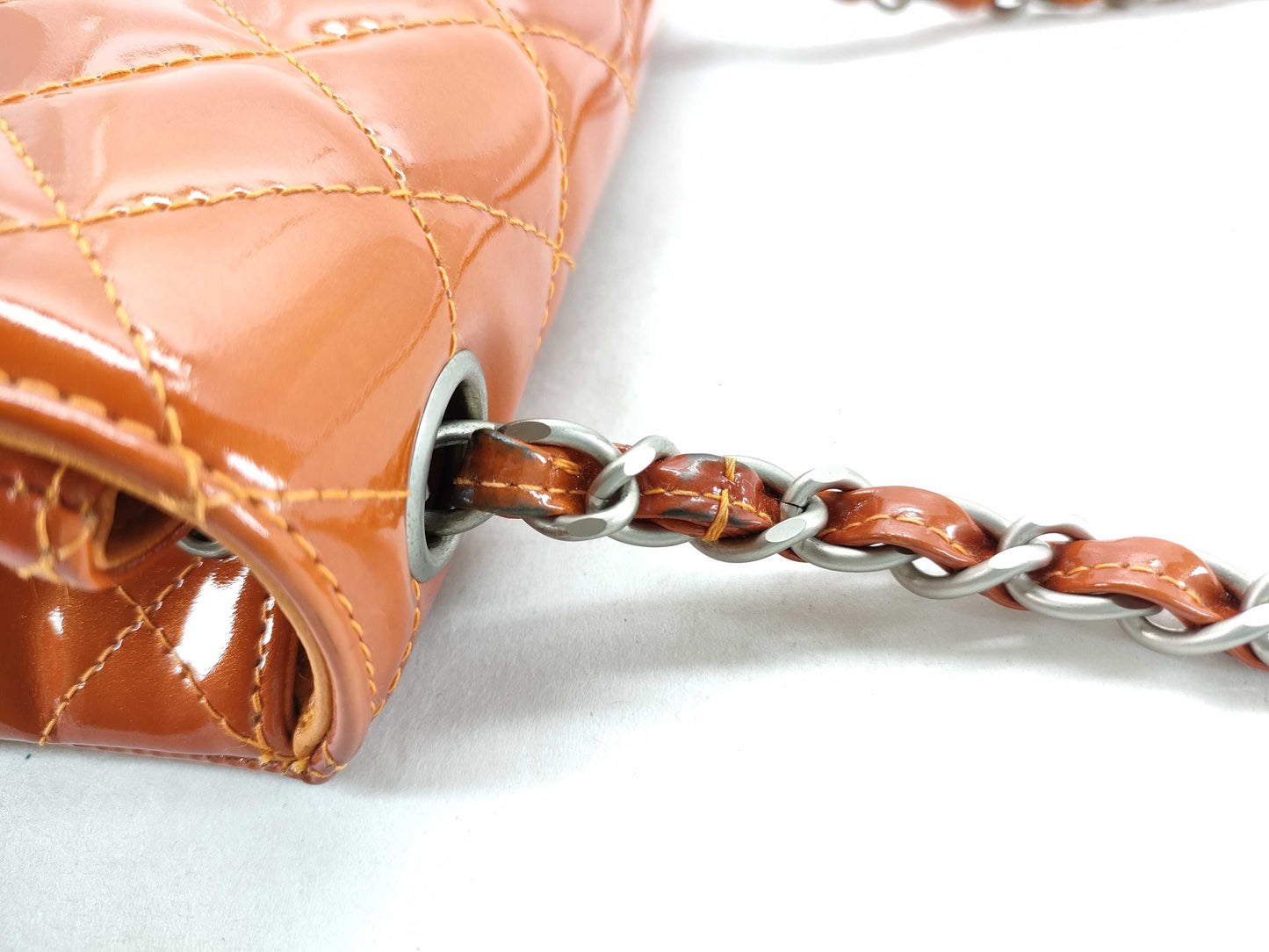 Chanel MINI FLAP BAG, Orange, Leather, shoulder
