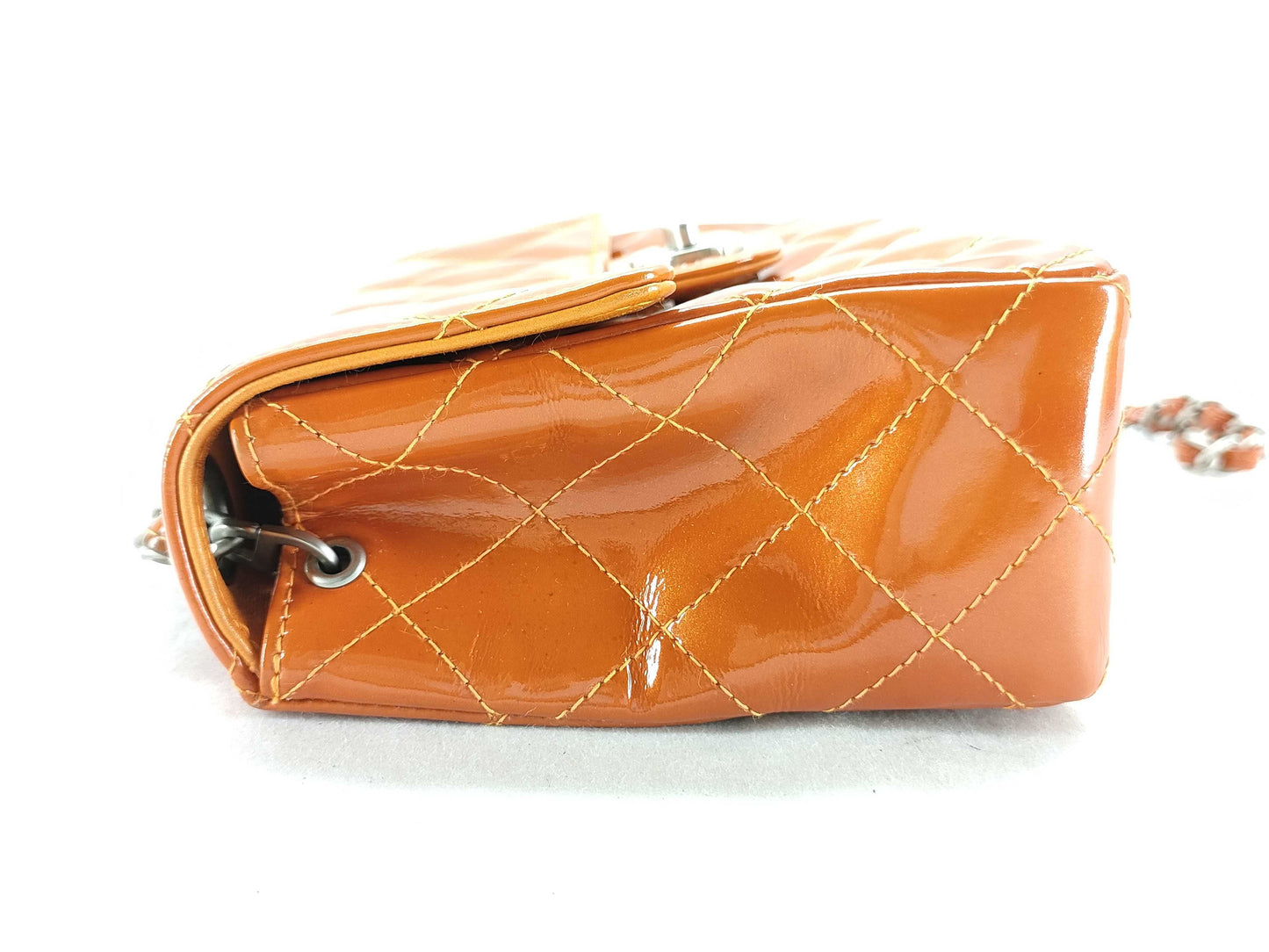 Chanel MINI FLAP BAG, Orange, Leather, shoulder
