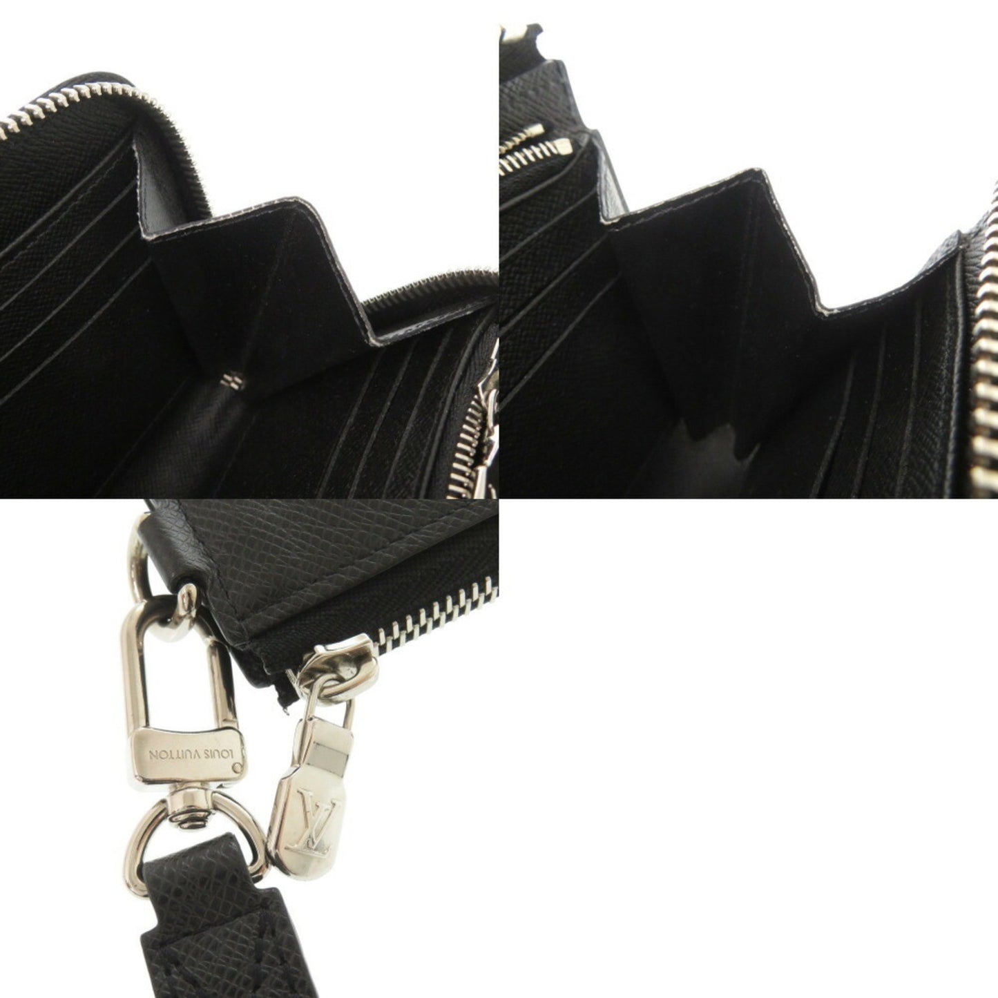 Louis Vuitton Zippy Dragonne, Black, Leather, wallet