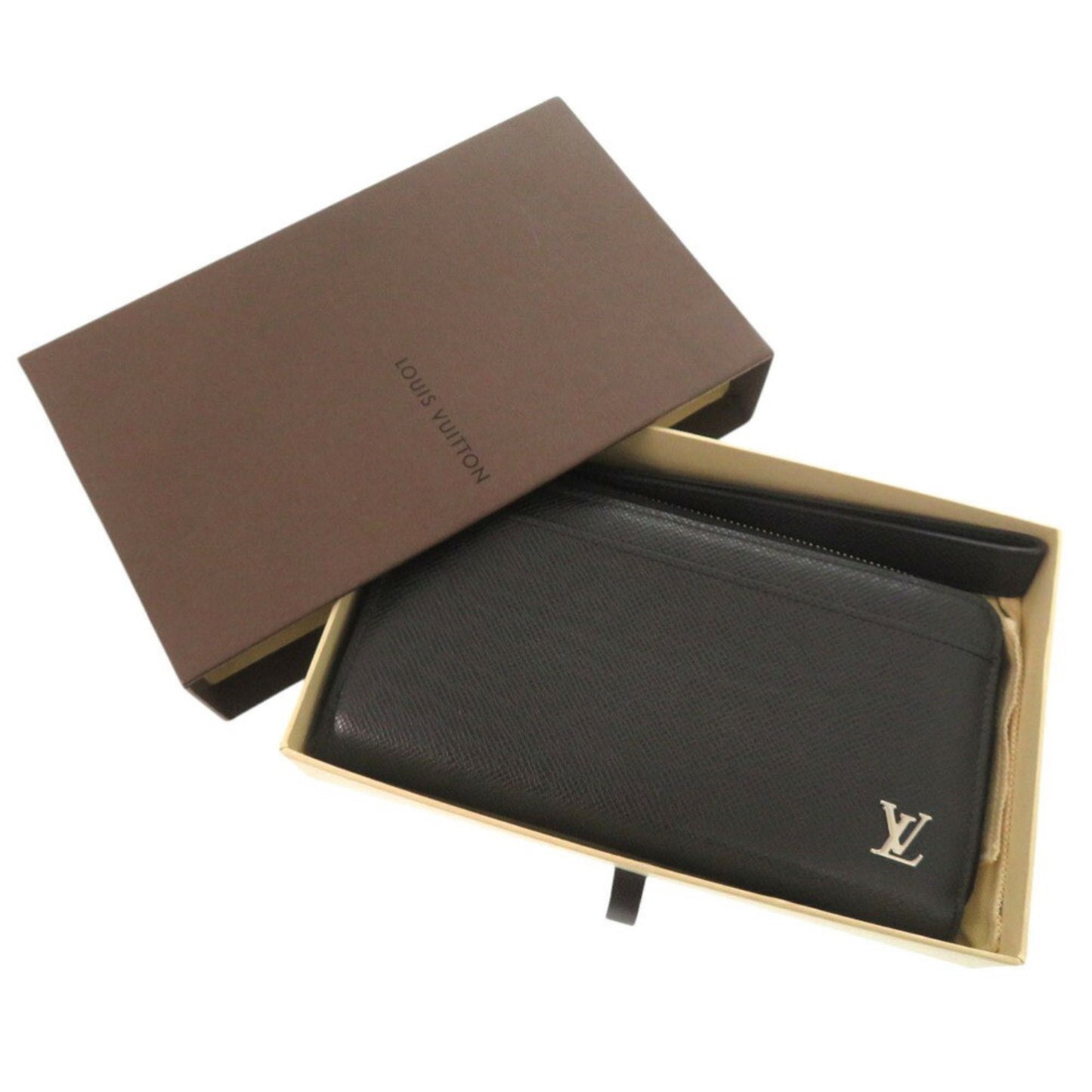 Louis Vuitton Zippy Dragonne, Black, Leather, wallet