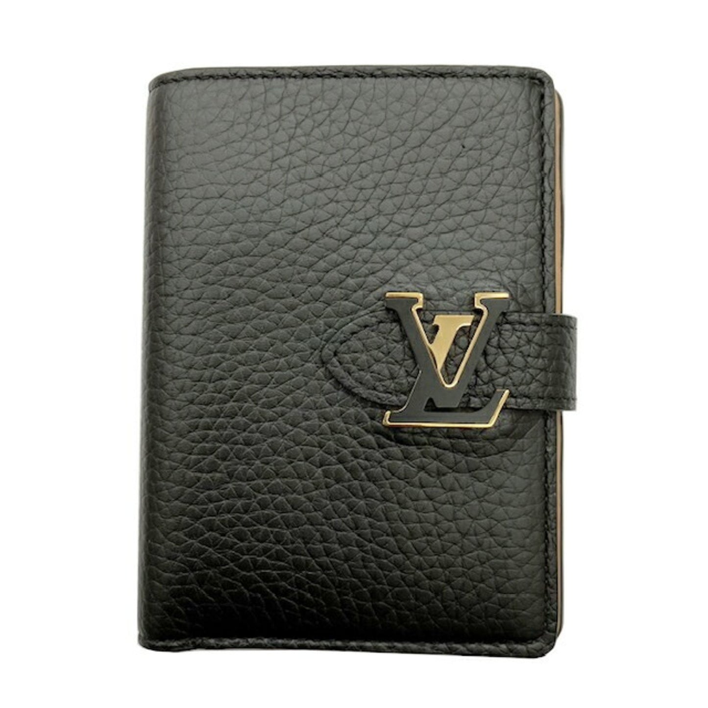 Louis Vuitton Portefeuille compact LV Vertical, Black, Leather, wallet