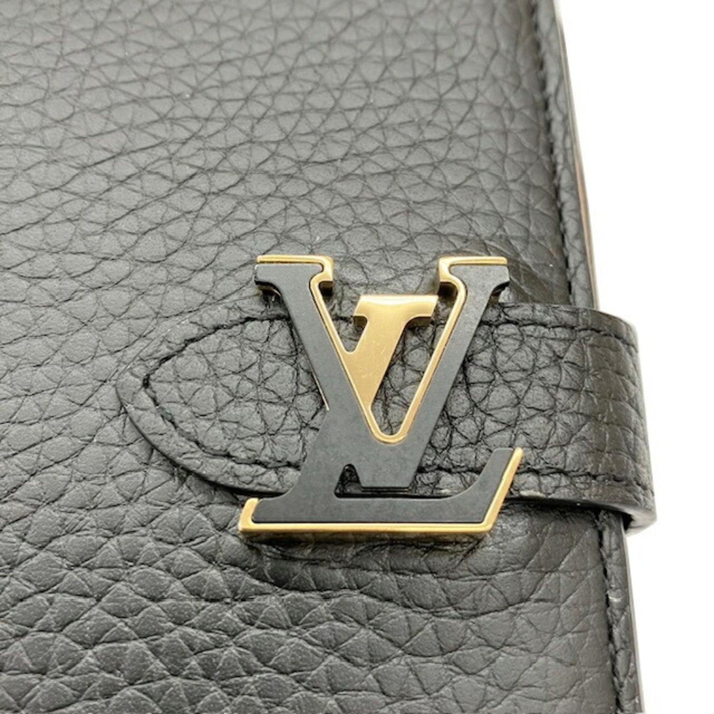 Louis Vuitton Portefeuille compact LV Vertical, Black, Leather, wallet