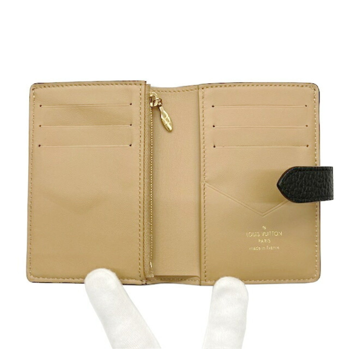 Louis Vuitton Portefeuille compact LV Vertical, Black, Leather, wallet