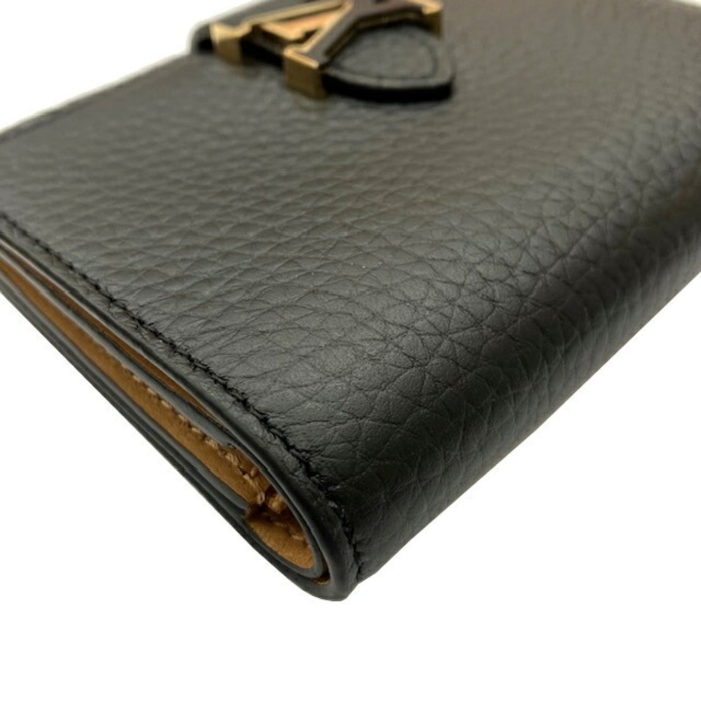 Louis Vuitton Portefeuille compact LV Vertical, Black, Leather, wallet