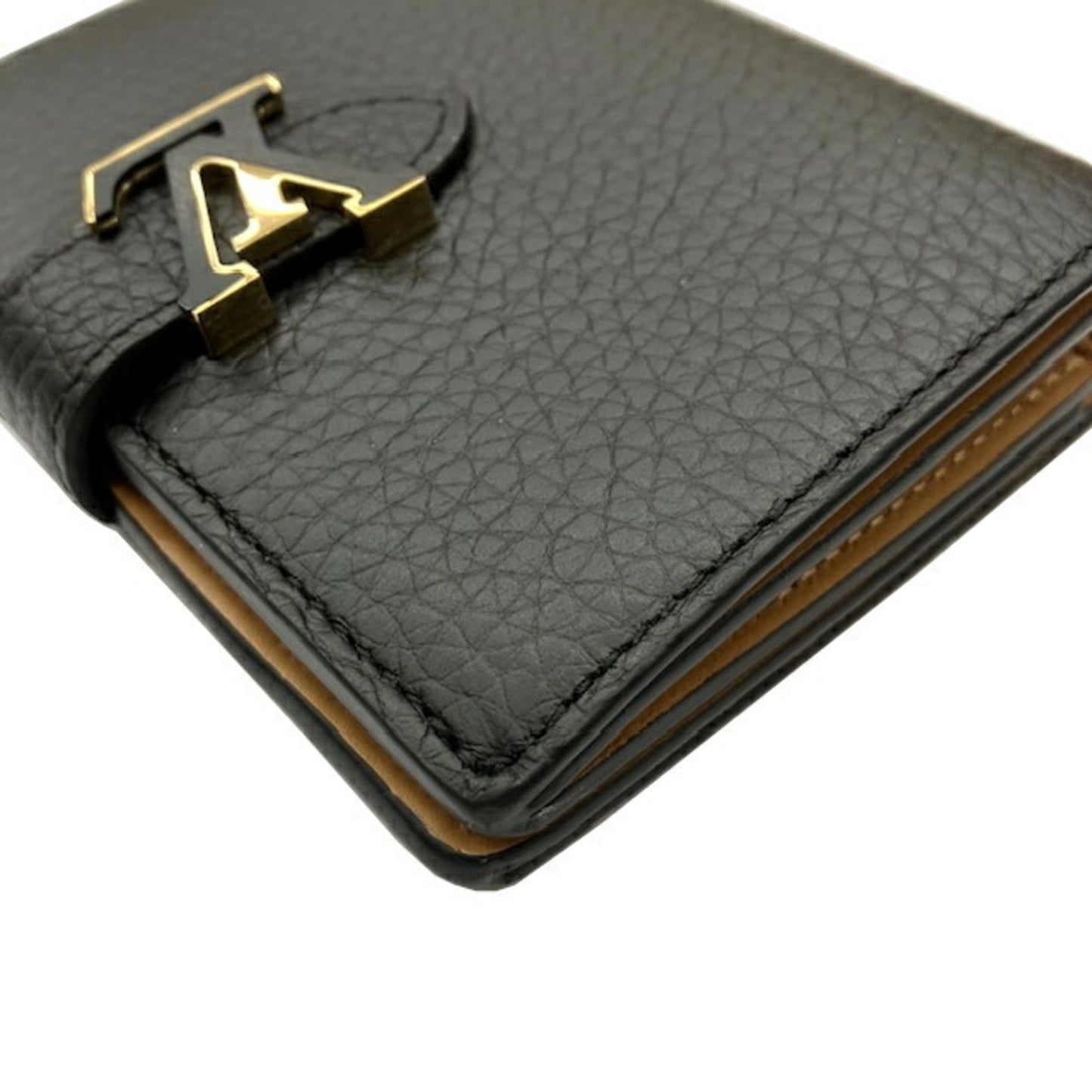 Louis Vuitton Portefeuille compact LV Vertical, Black, Leather, wallet