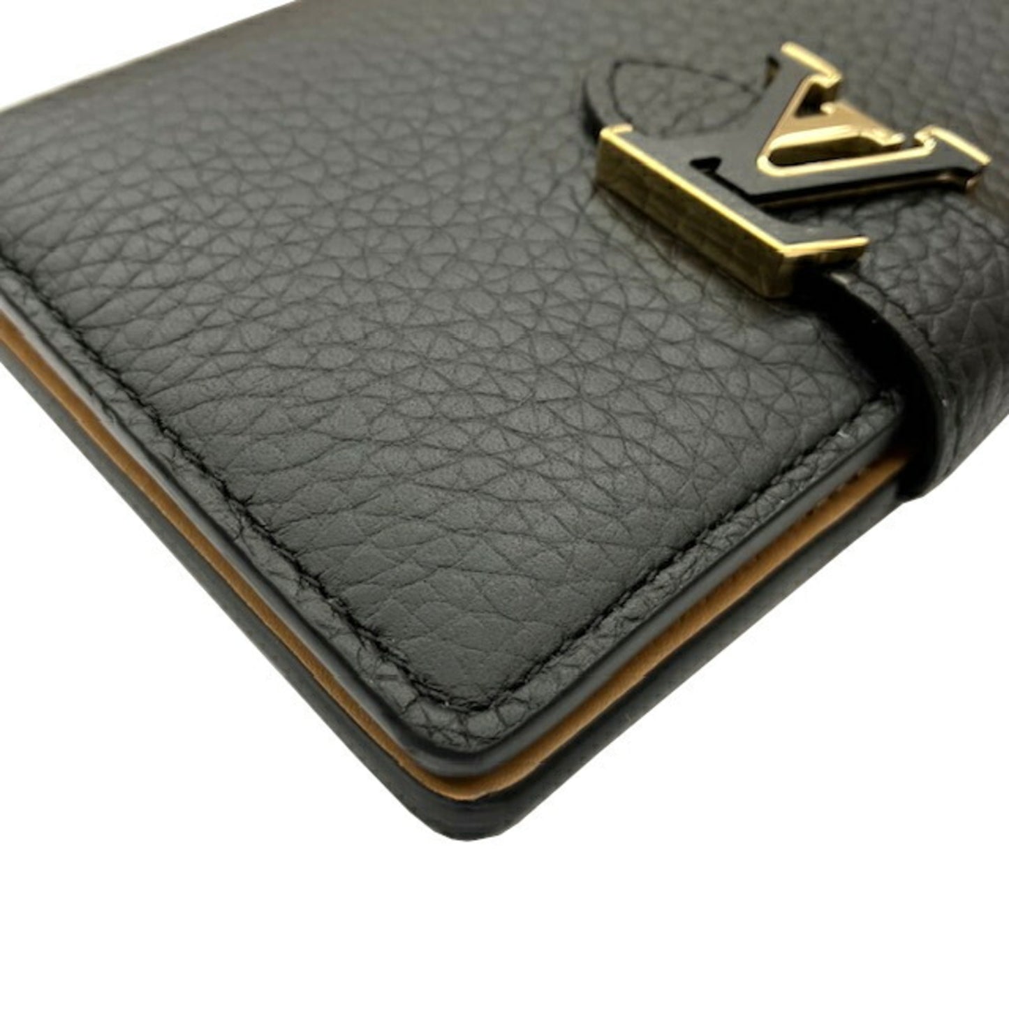 Louis Vuitton Portefeuille compact LV Vertical, Black, Leather, wallet