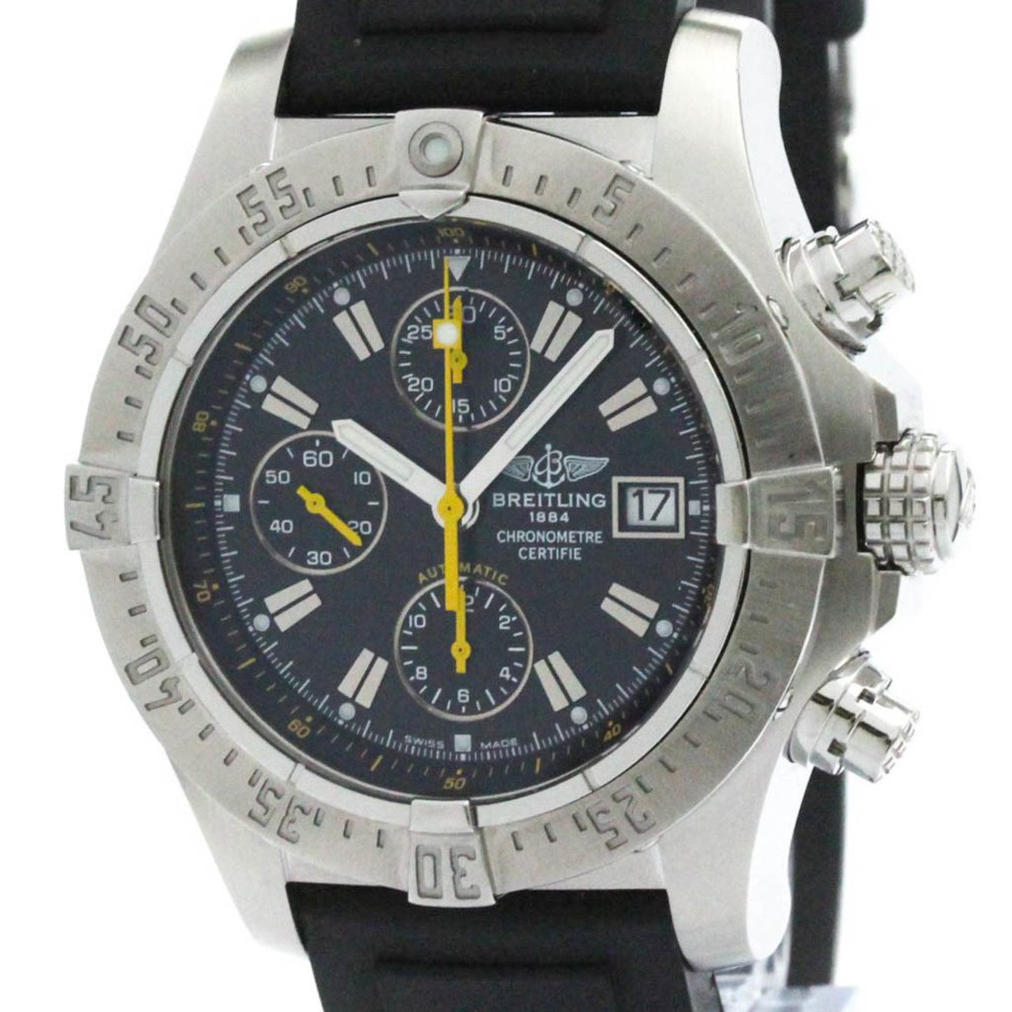 Breitling Avenger, Black, Steel, bag
