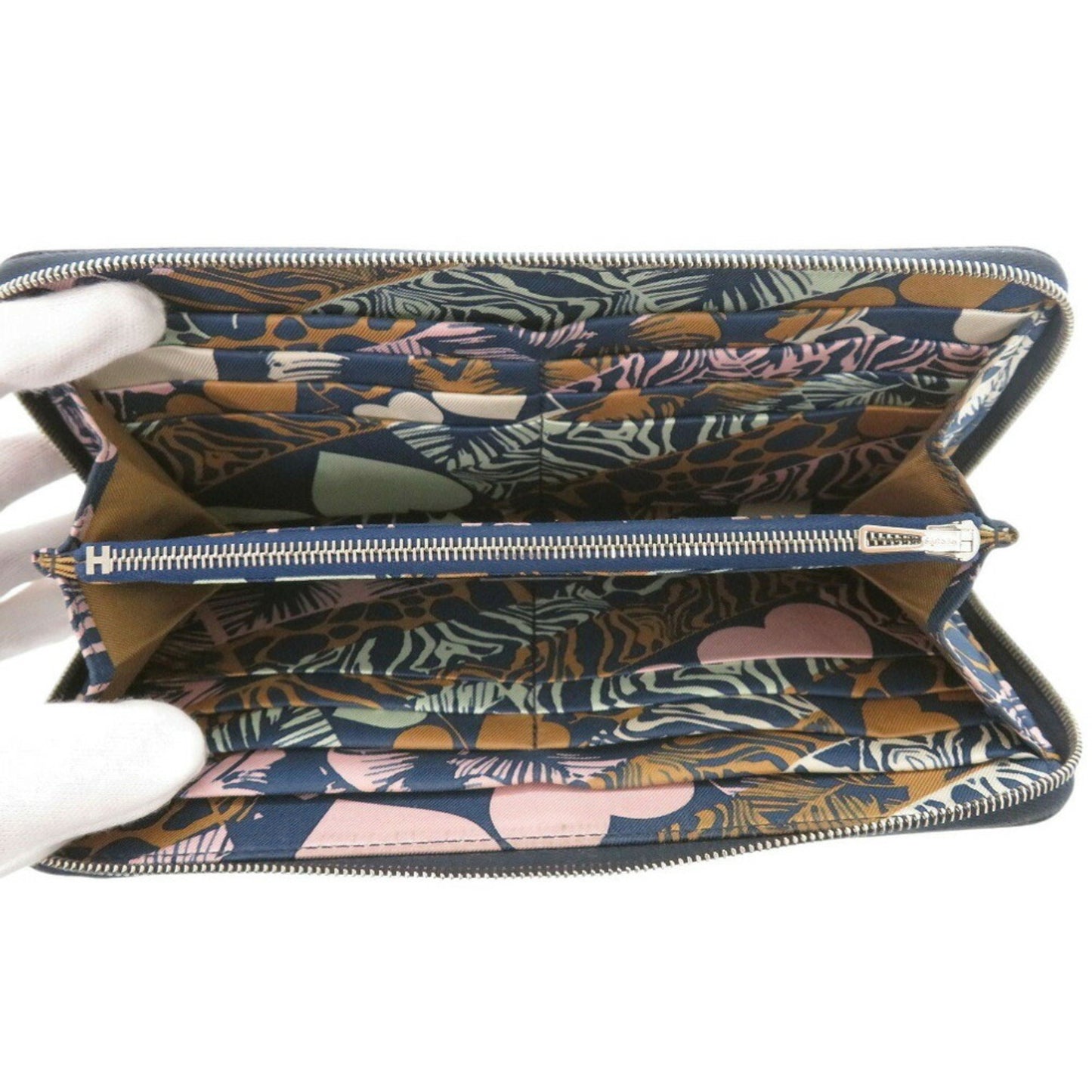 Hermès Silk'In, Navy, Leather, wallet