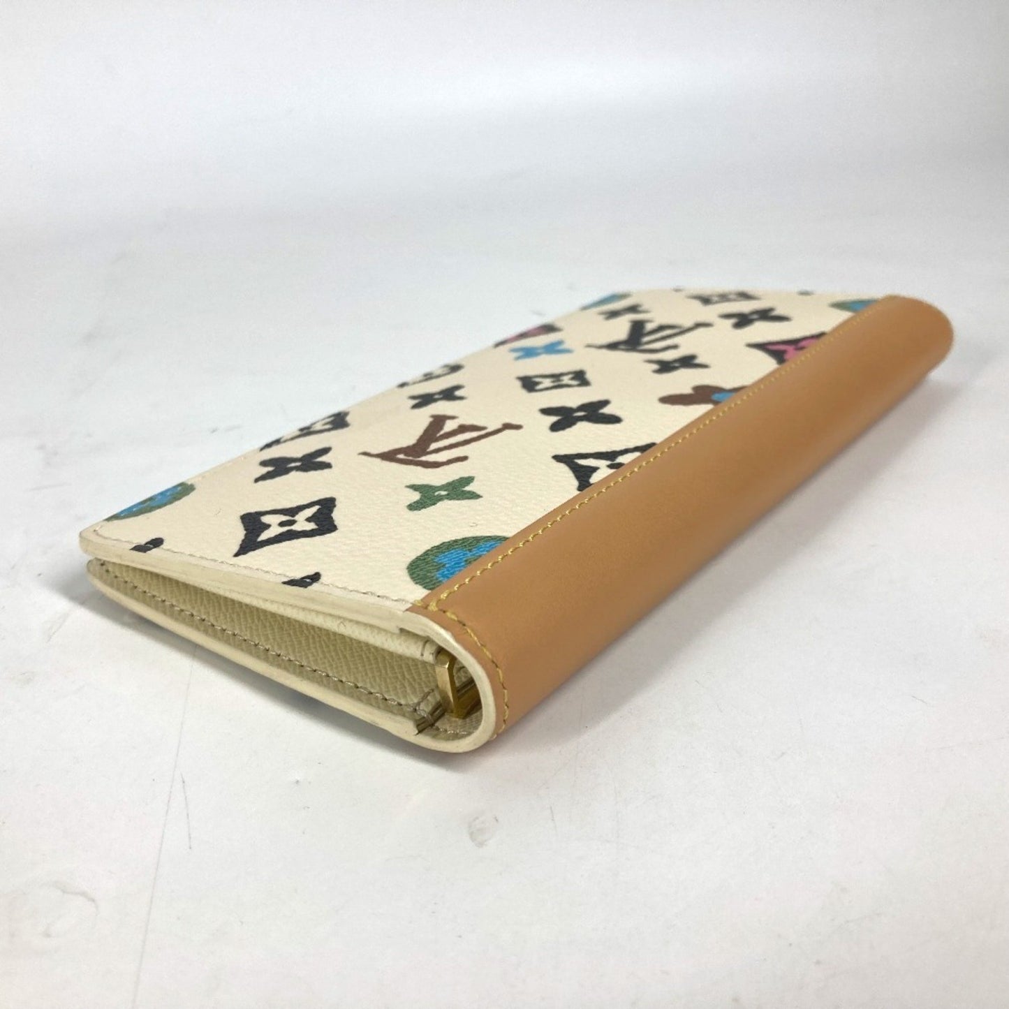 Louis Vuitton Brazza, White, Leather, wallet
