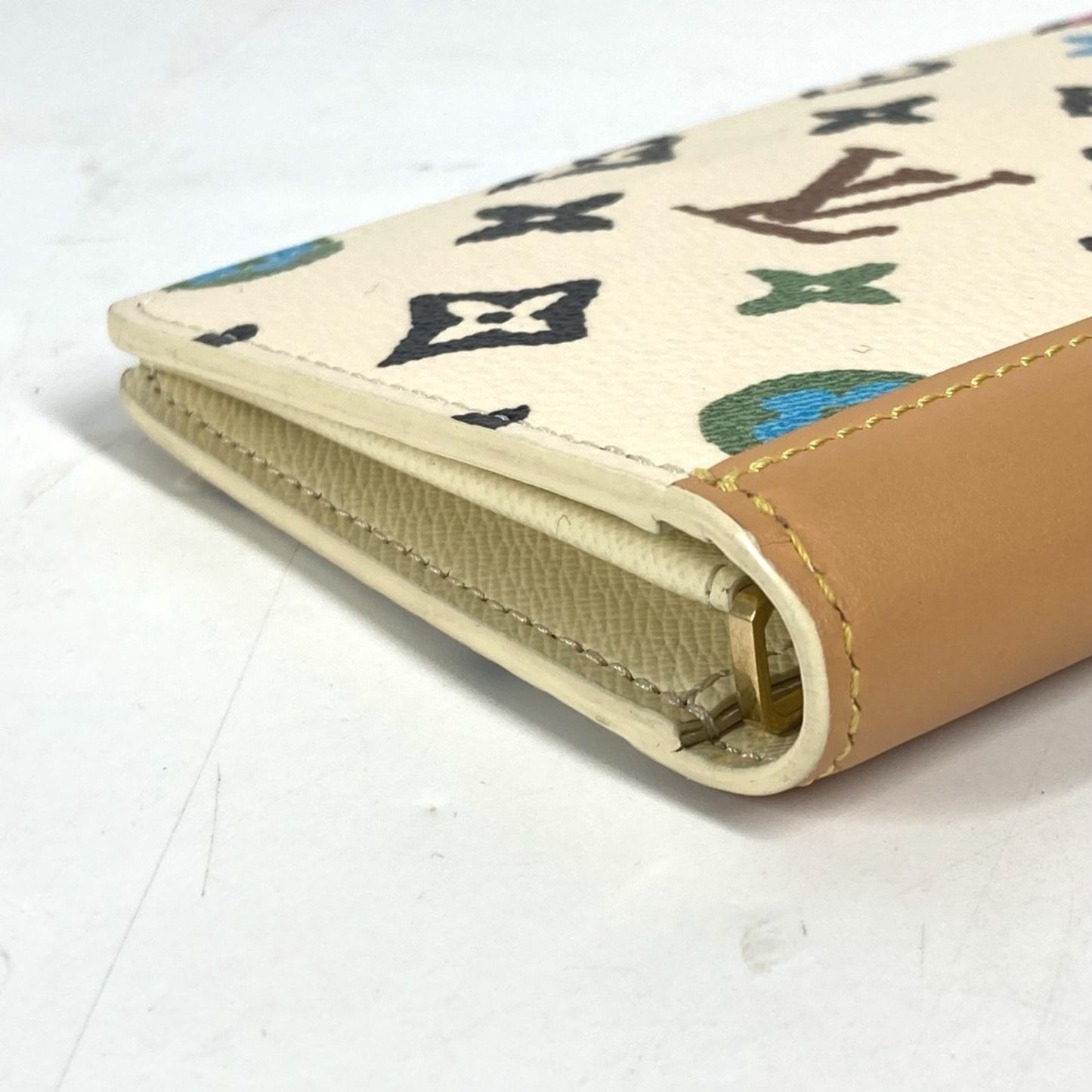 Louis Vuitton Brazza, White, Leather, wallet