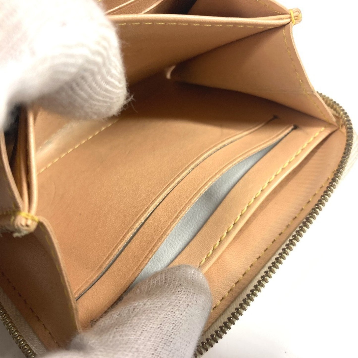 Louis Vuitton Zippy coin purse, White, Canvas, wallet