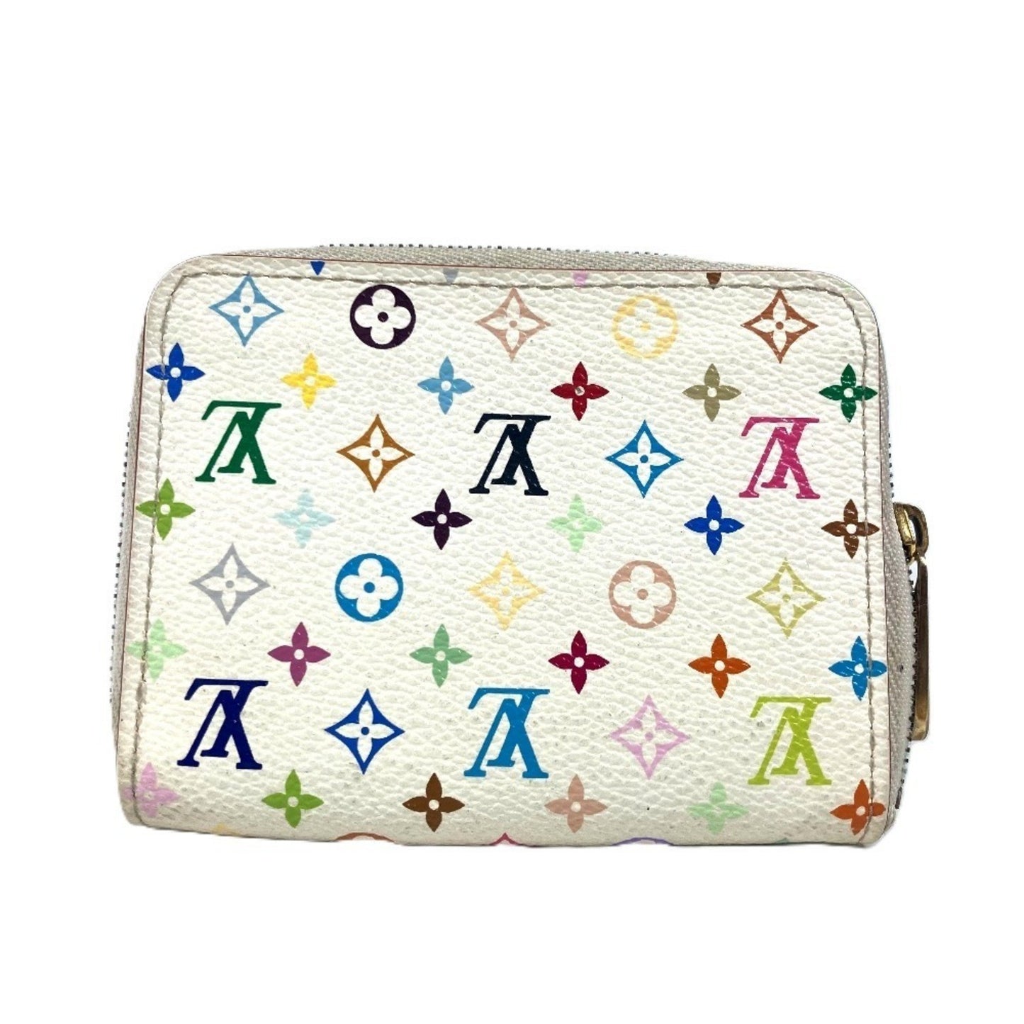 Louis Vuitton Zippy coin purse, White, Canvas, wallet