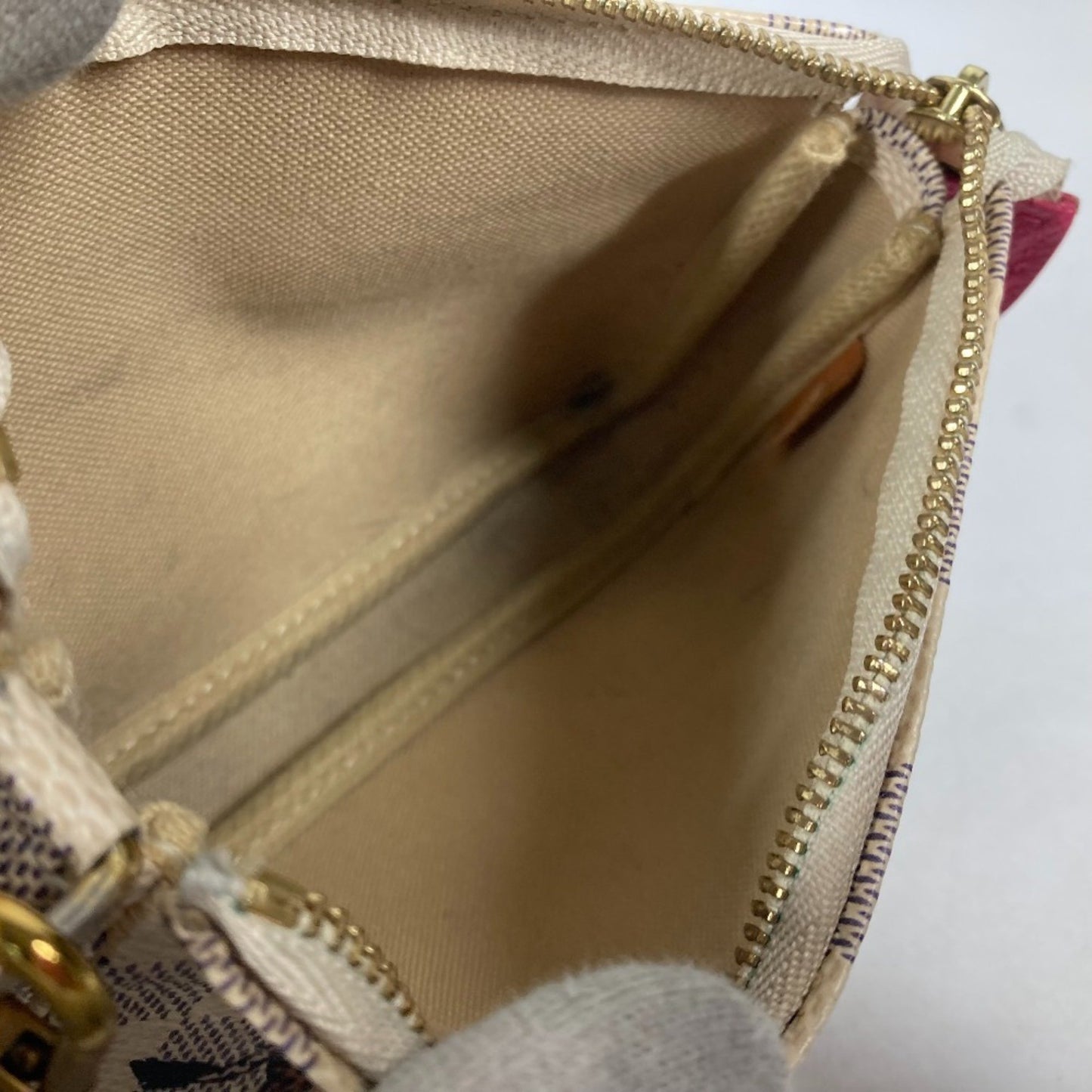 Louis Vuitton Mini Pochette Accessoires, White, Canvas, handbag