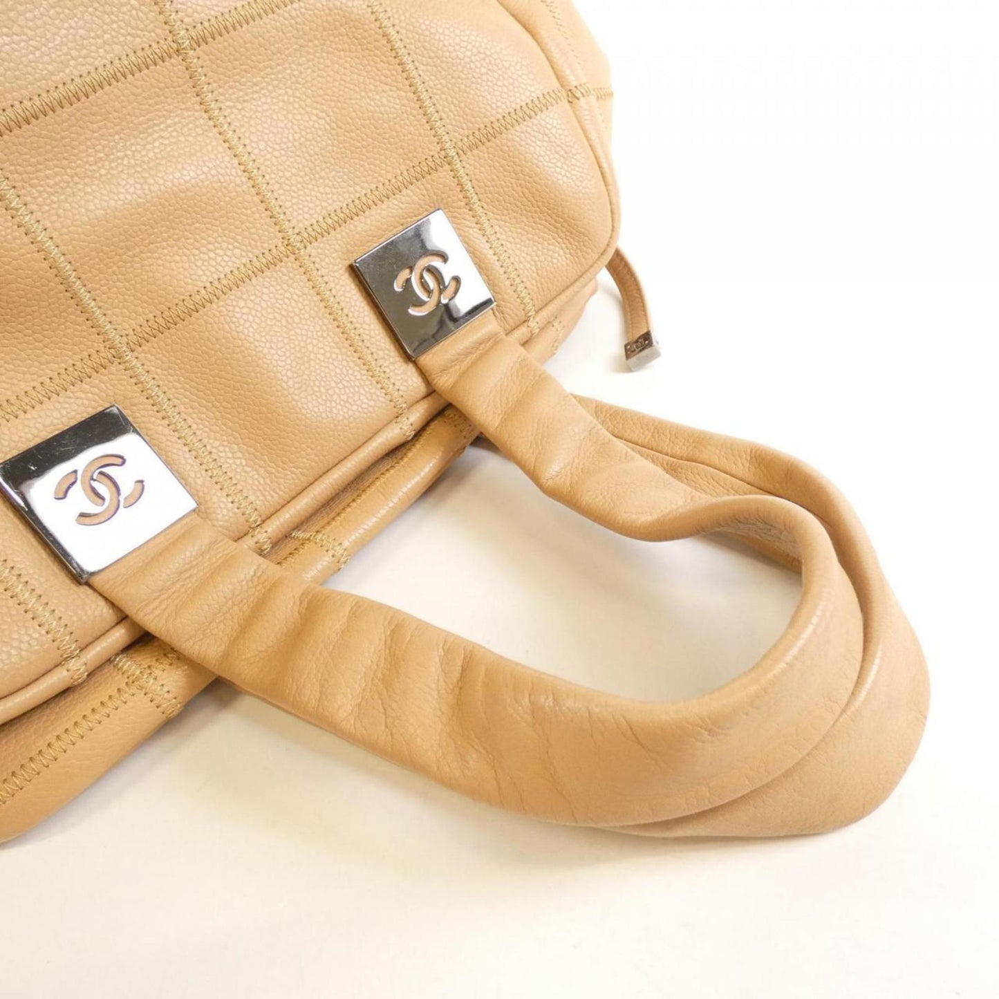 Chanel Chocolate bar, Beige, Leather, handbag