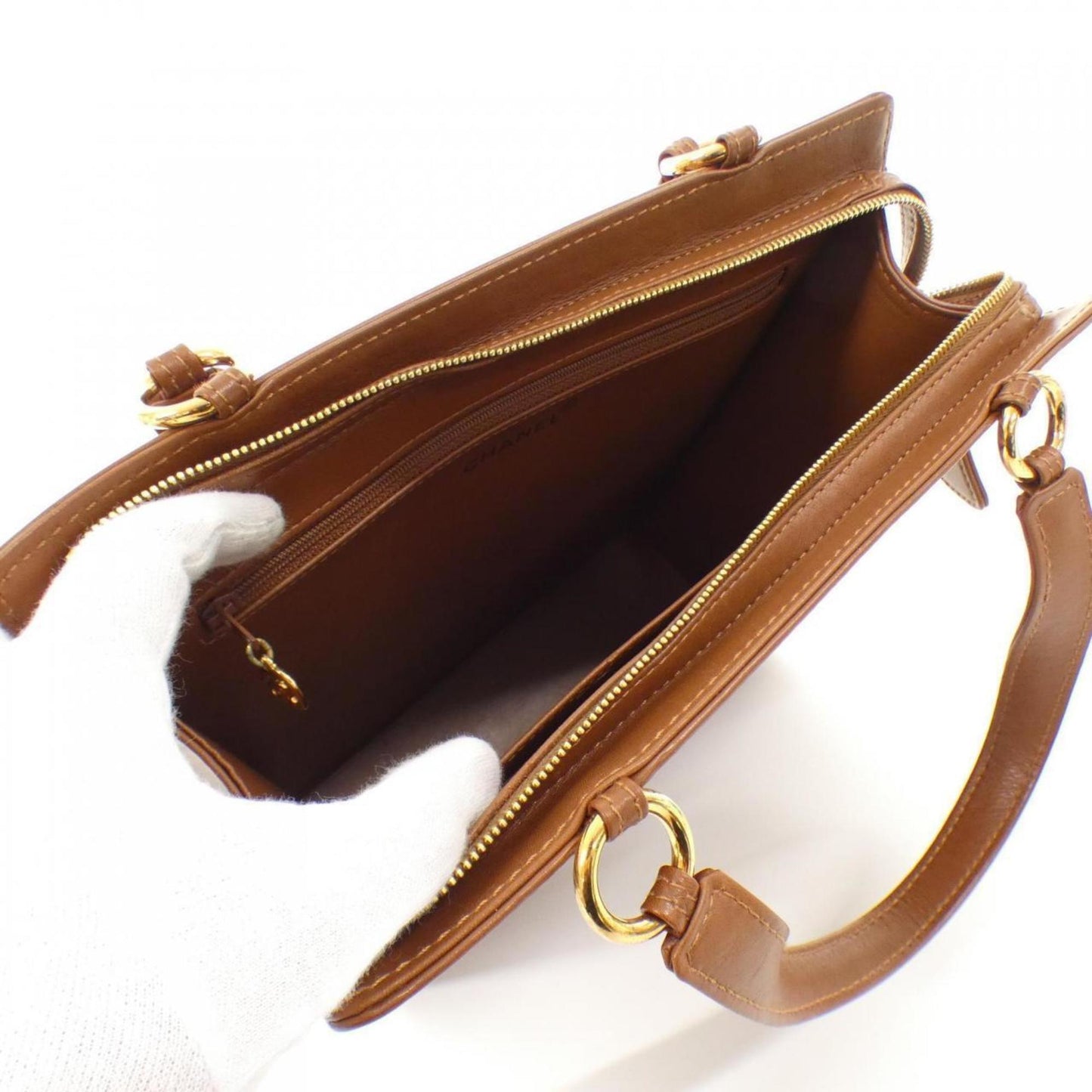 Chanel Petite Shopping Tote, Brown, Leather, handbag