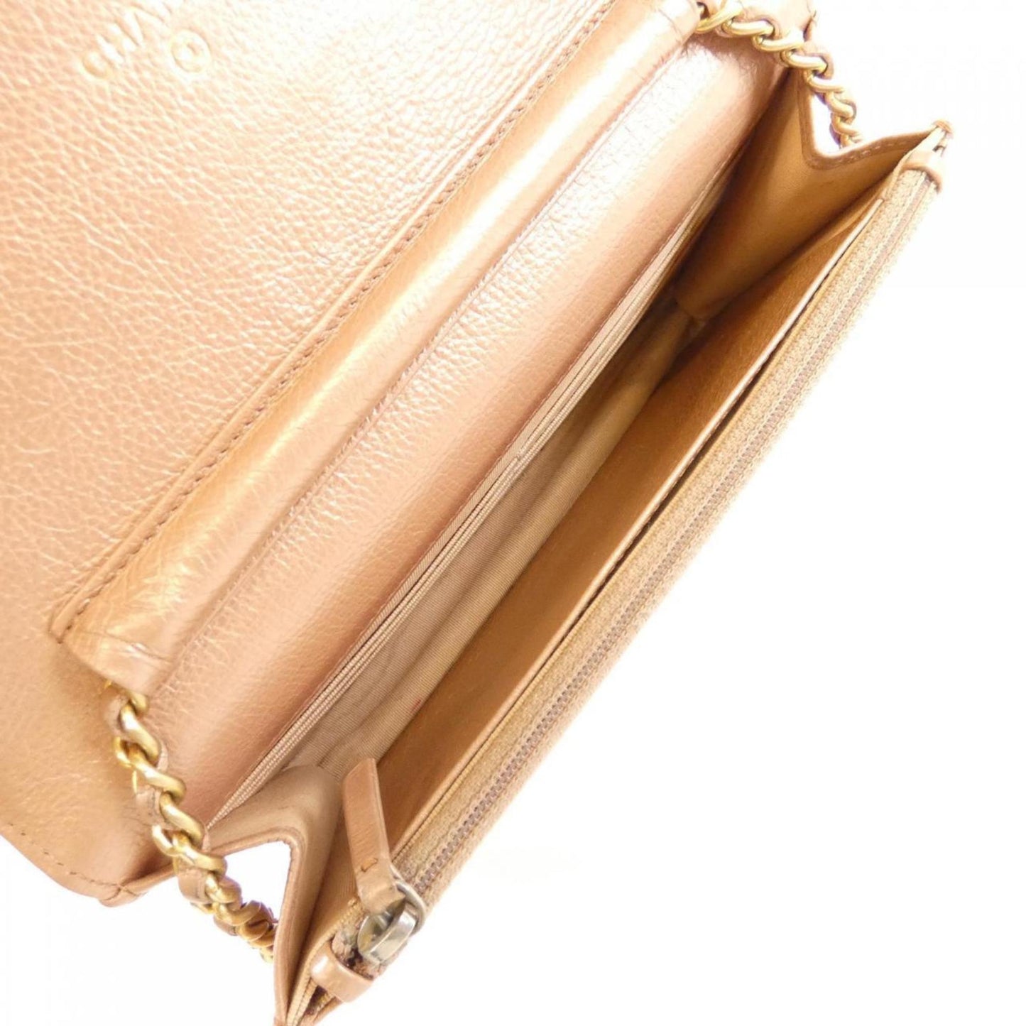 Chanel Wallet On Chain, Beige, Leather, wallet