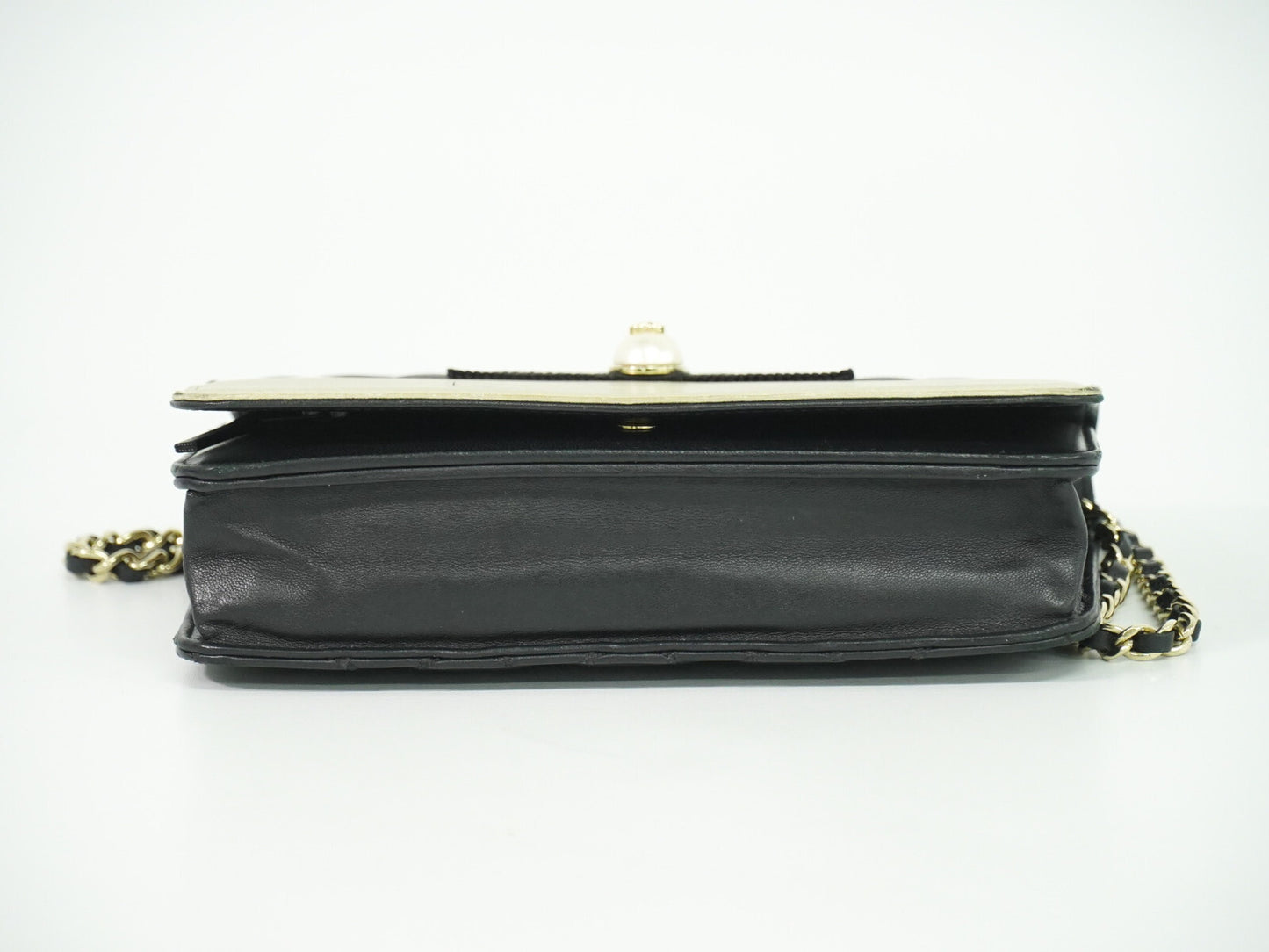 Chanel Wallet On Chain, Black, Leather, wallet
