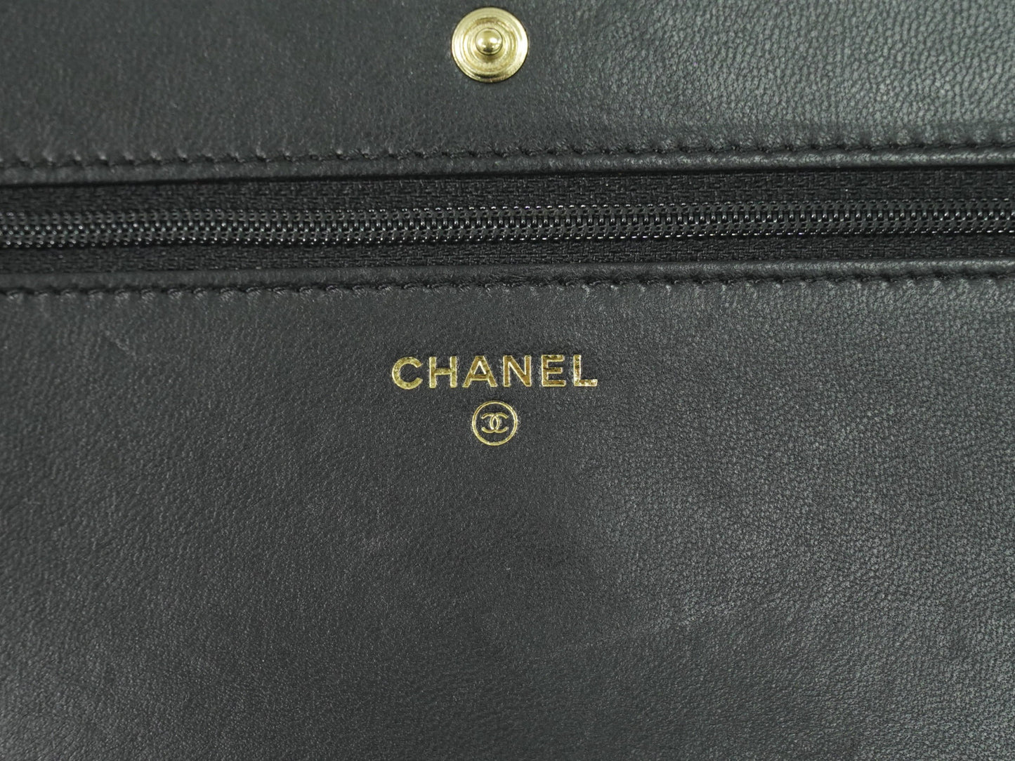 Chanel Wallet On Chain, Black, Leather, wallet