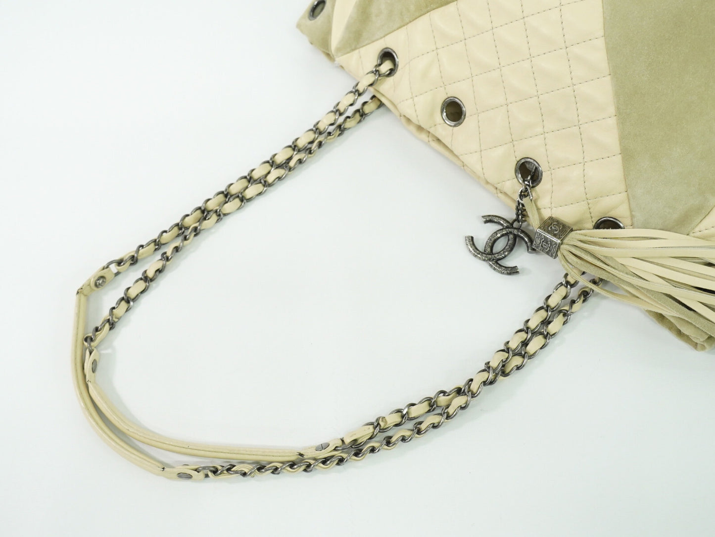 Chanel Coco Mark, Beige, Leather, tote