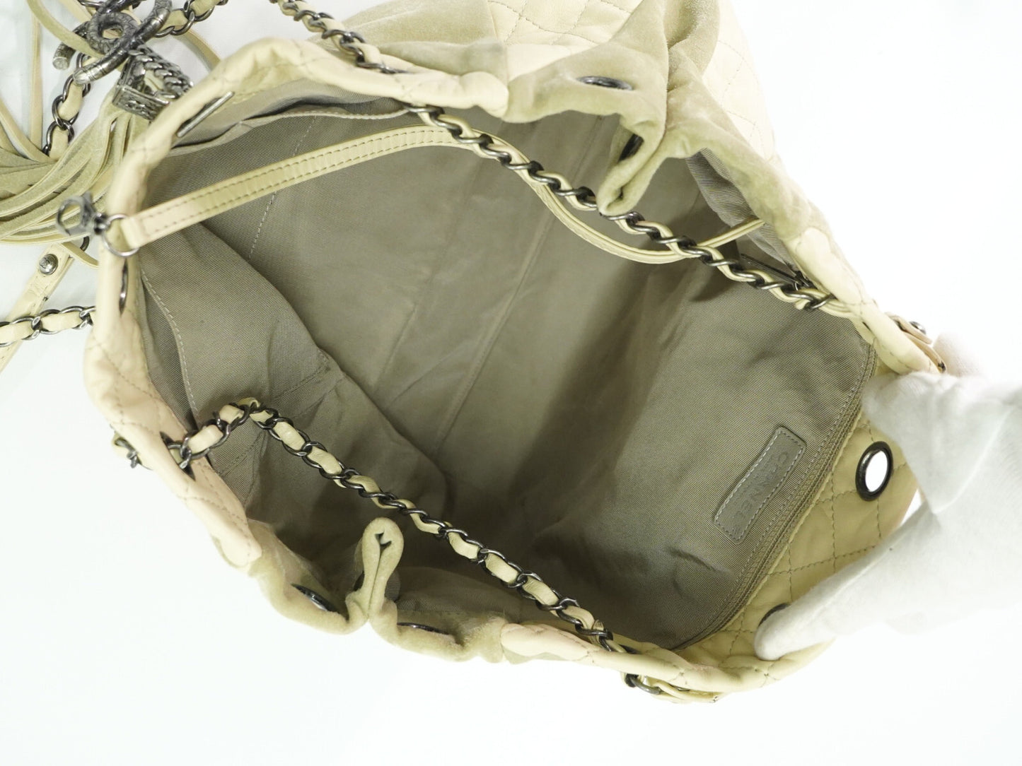 Chanel Coco Mark, Beige, Leather, tote