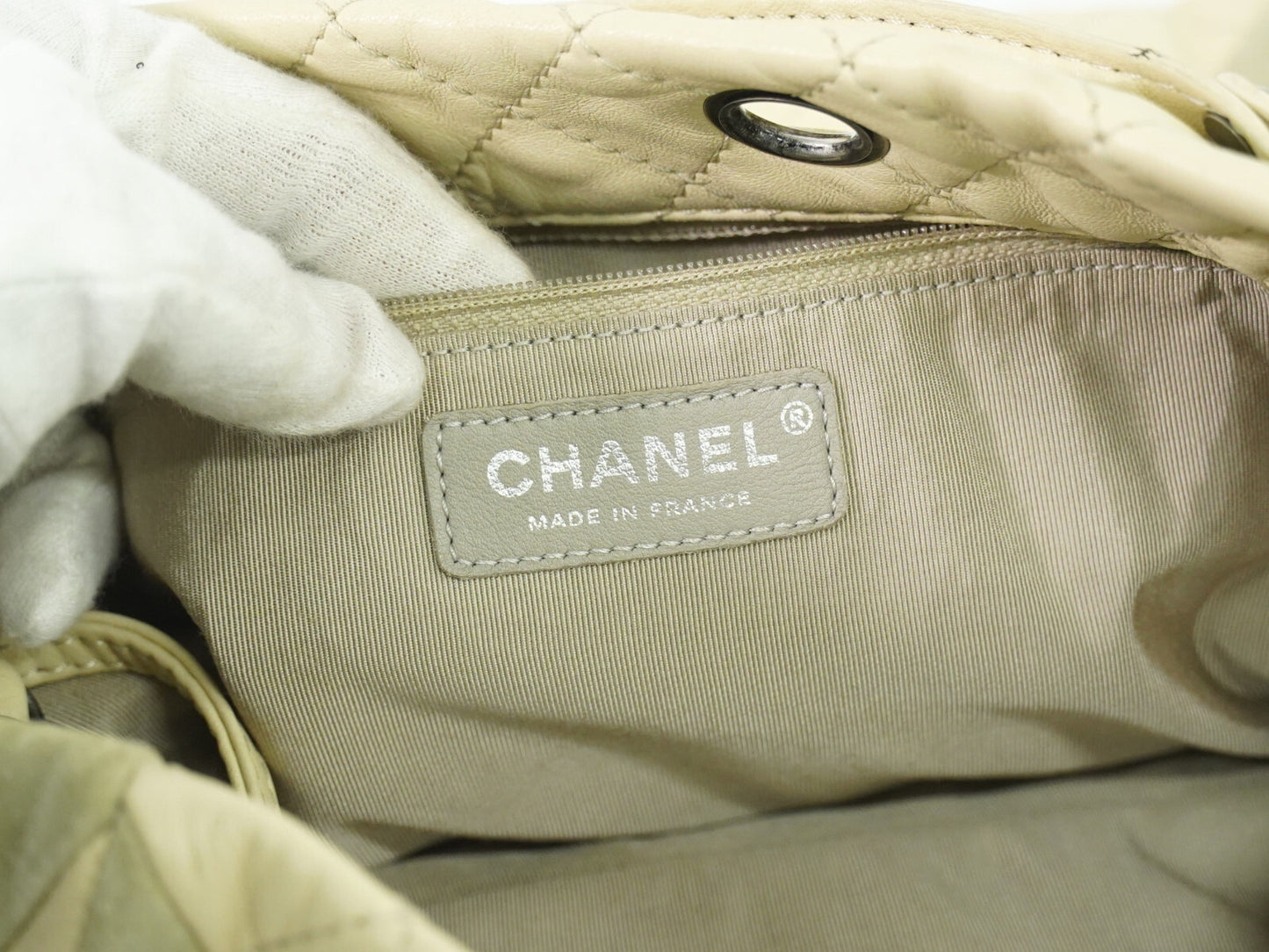 Chanel Coco Mark, Beige, Leather, tote