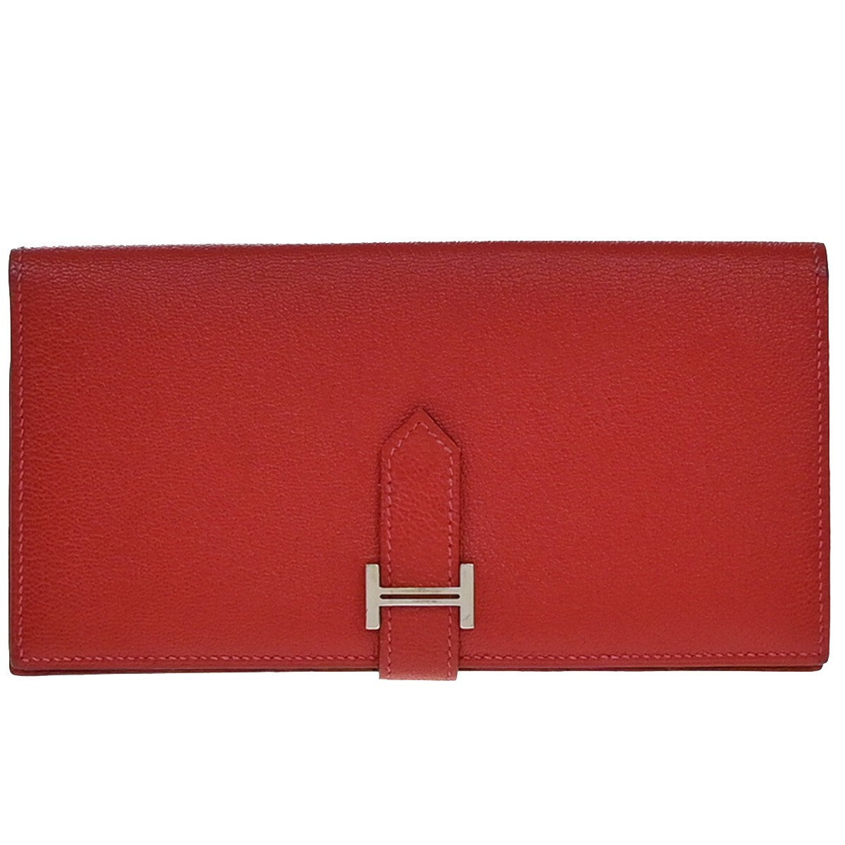 Hermès Béarn, Red, Leather, wallet
