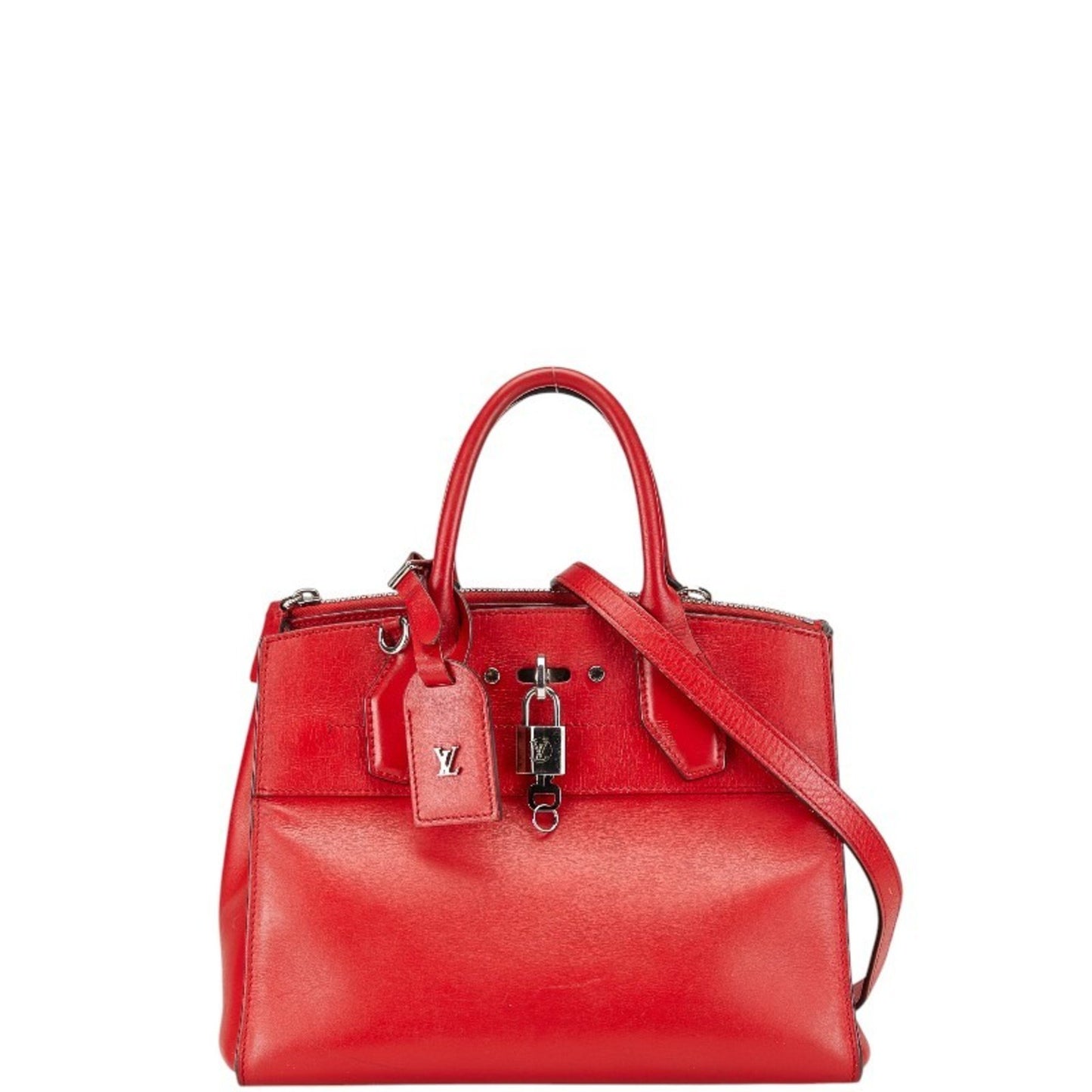 Louis Vuitton City steamer, Red, Leather, handbag