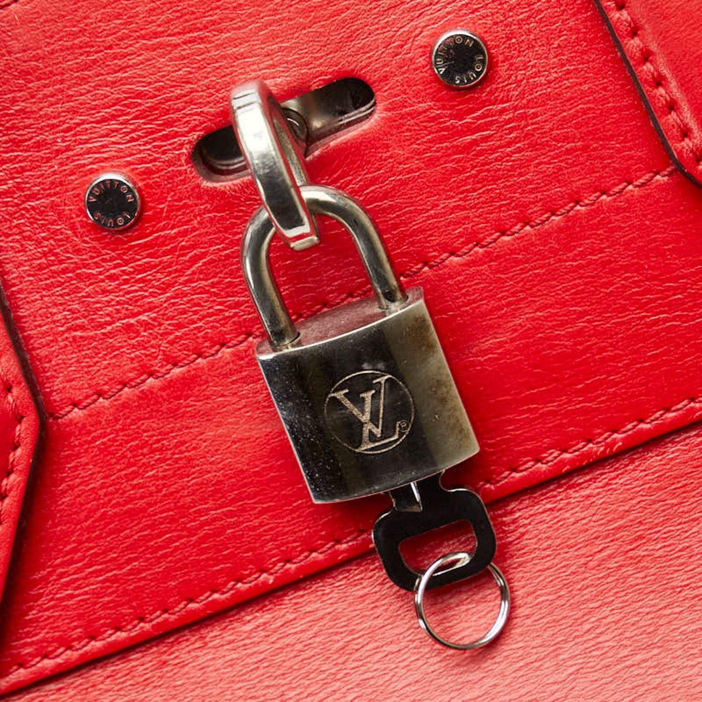 Louis Vuitton City steamer, Red, Leather, handbag