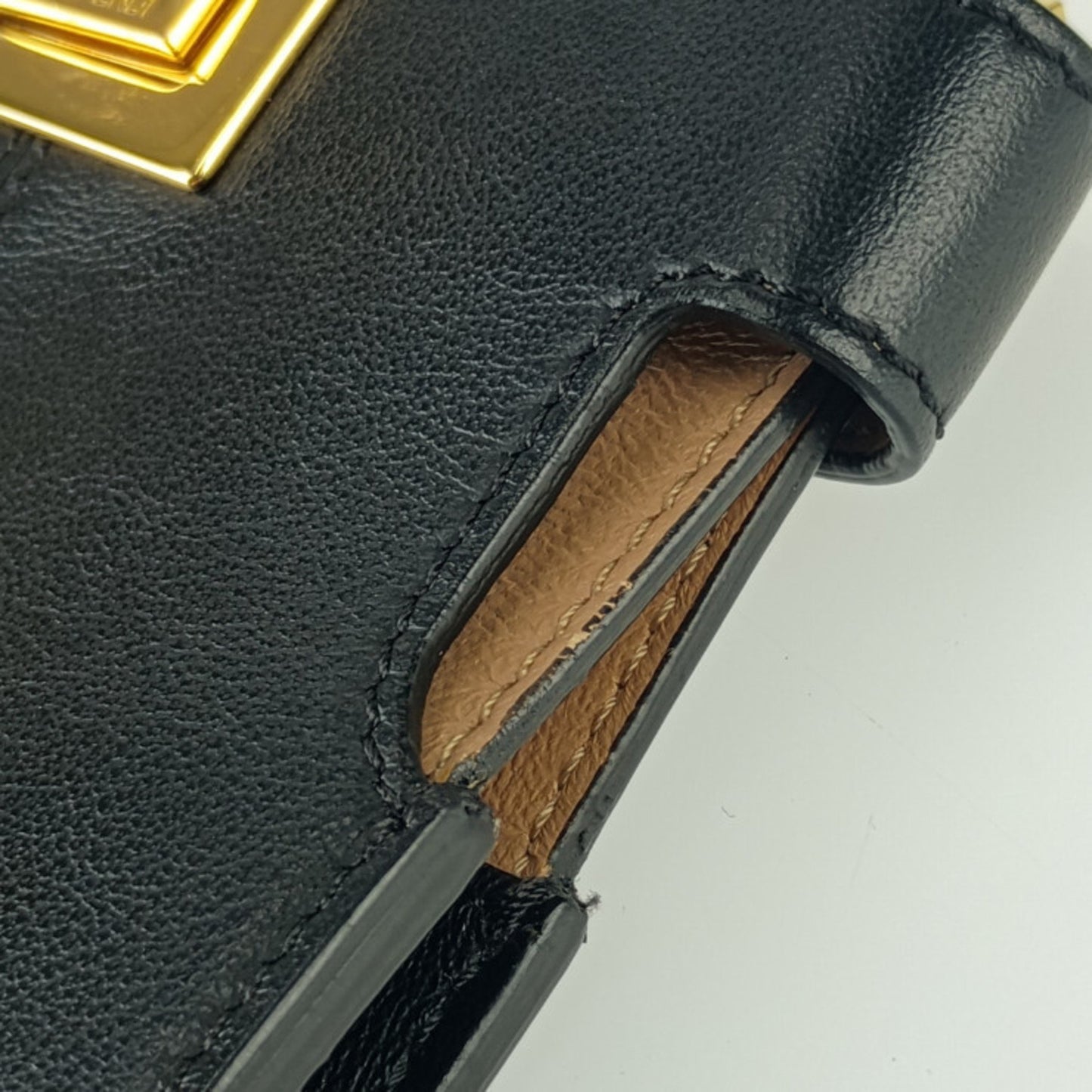 Fendi Peekaboo, Black, Leather, shoulder