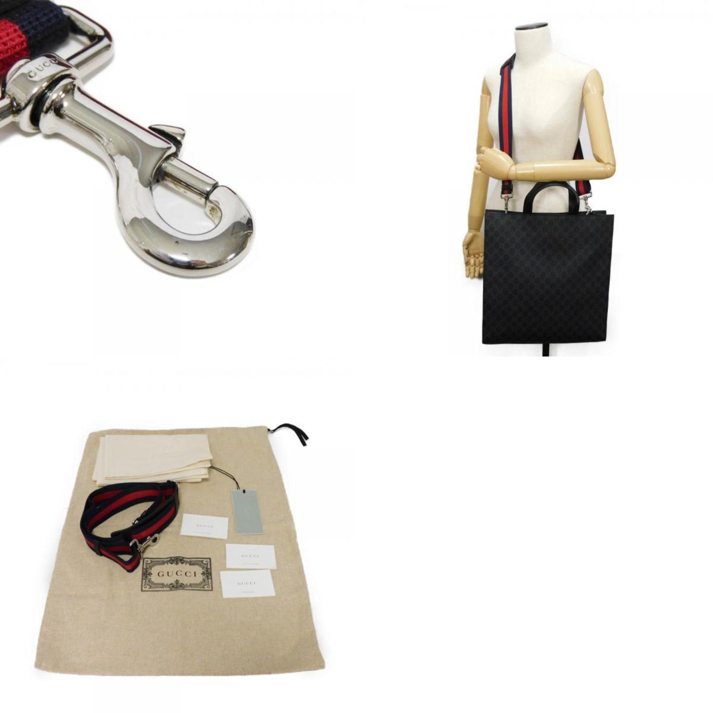 Gucci GG Supreme, Black, Canvas, tote