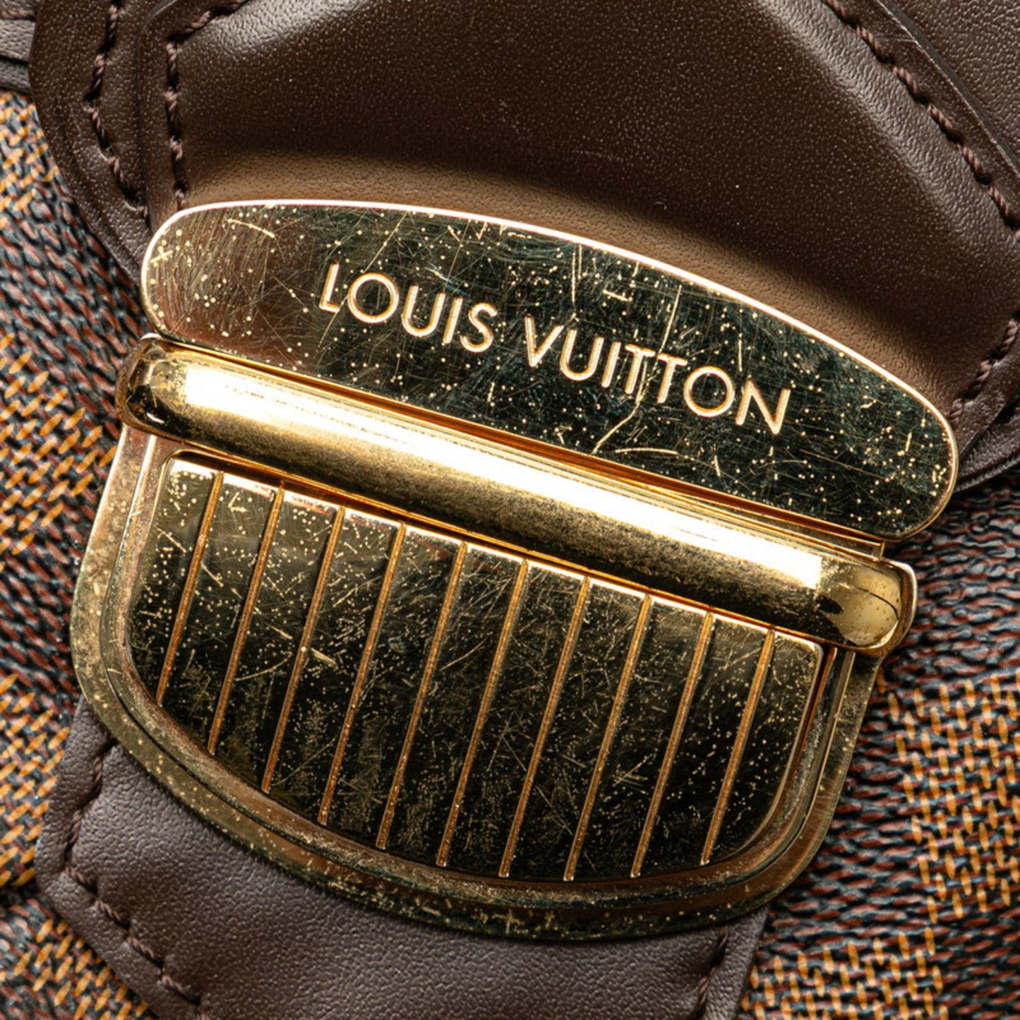 Louis Vuitton Sistina, Brown, Canvas, shoulder