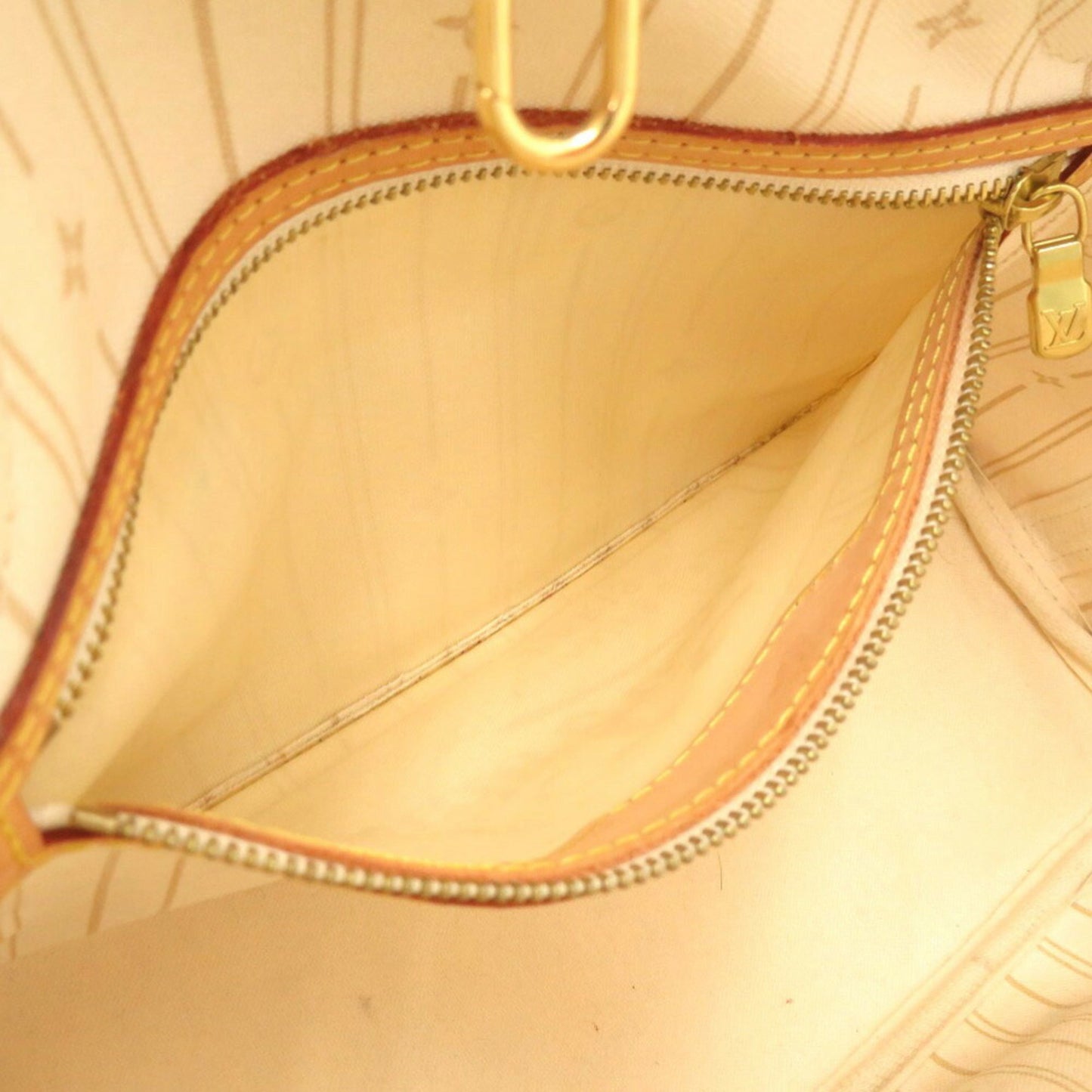 Louis Vuitton Neverfull PM, White, Canvas, tote