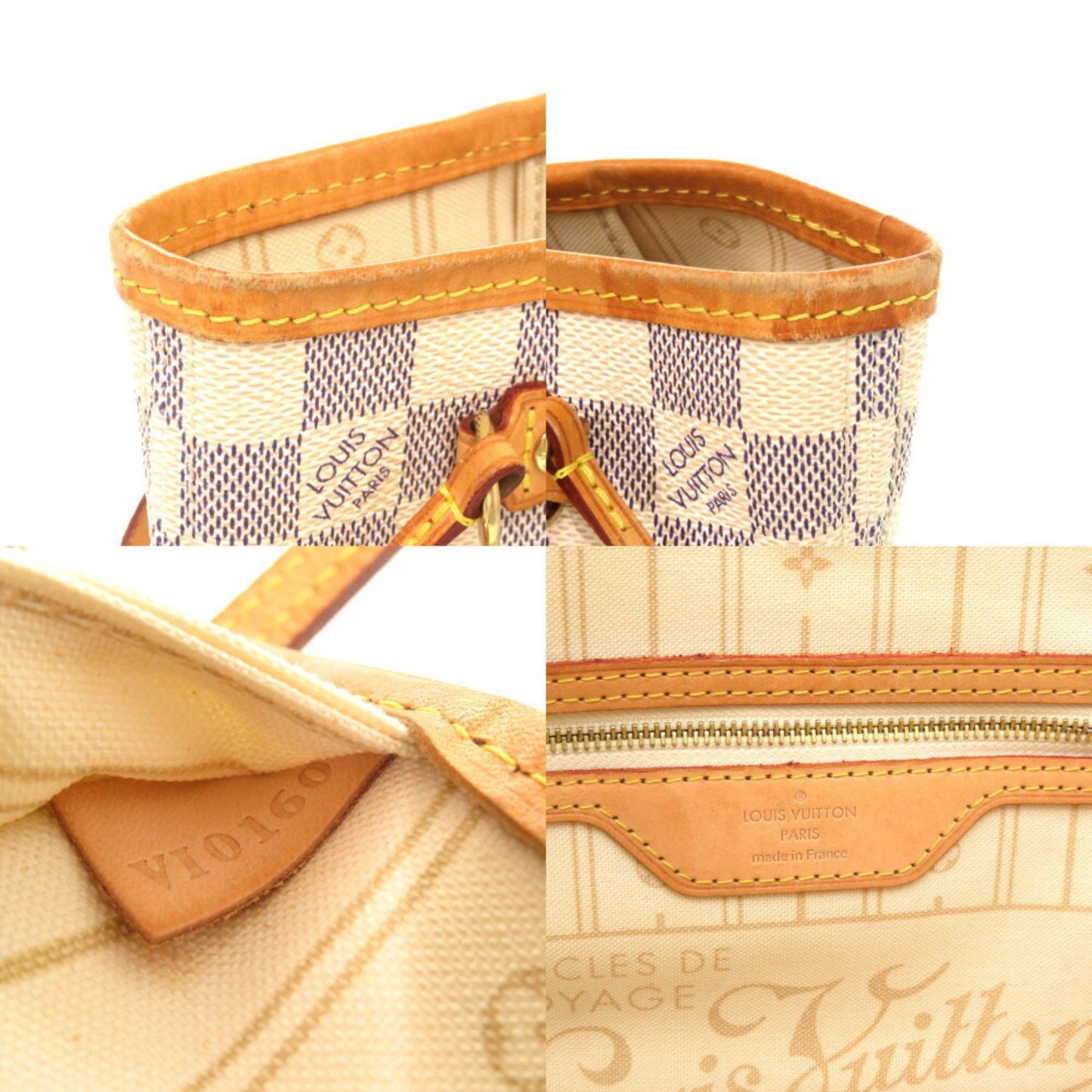 Louis Vuitton Neverfull PM, White, Canvas, tote