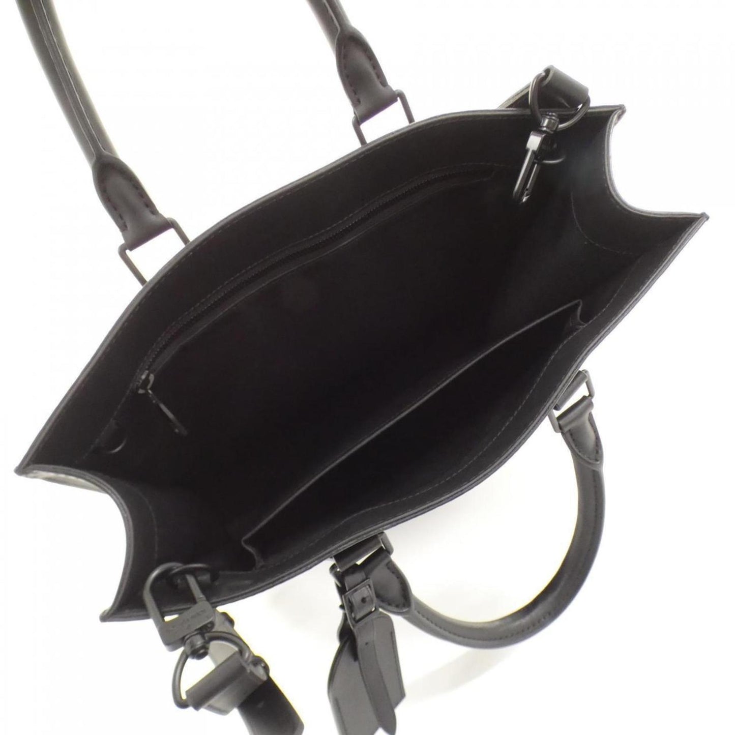 Louis Vuitton Sac Plat, Black, Leather, handbag