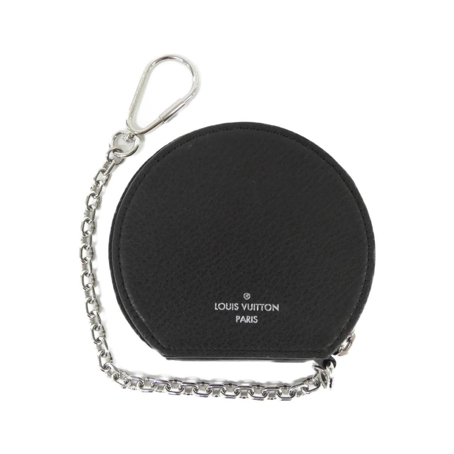 Louis Vuitton Pochette Clés, Black, Leather, wallet