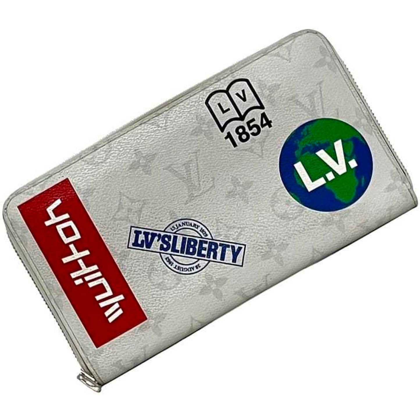 Louis Vuitton Zippy organizer, White, Canvas, wallet
