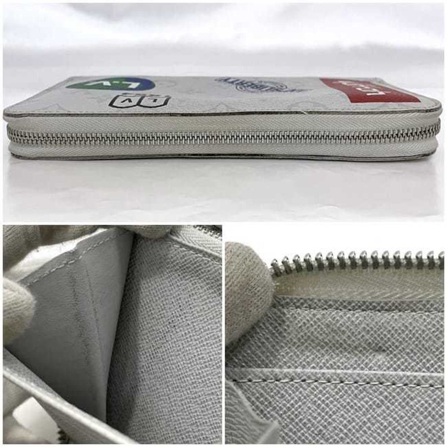 Louis Vuitton Zippy organizer, White, Canvas, wallet
