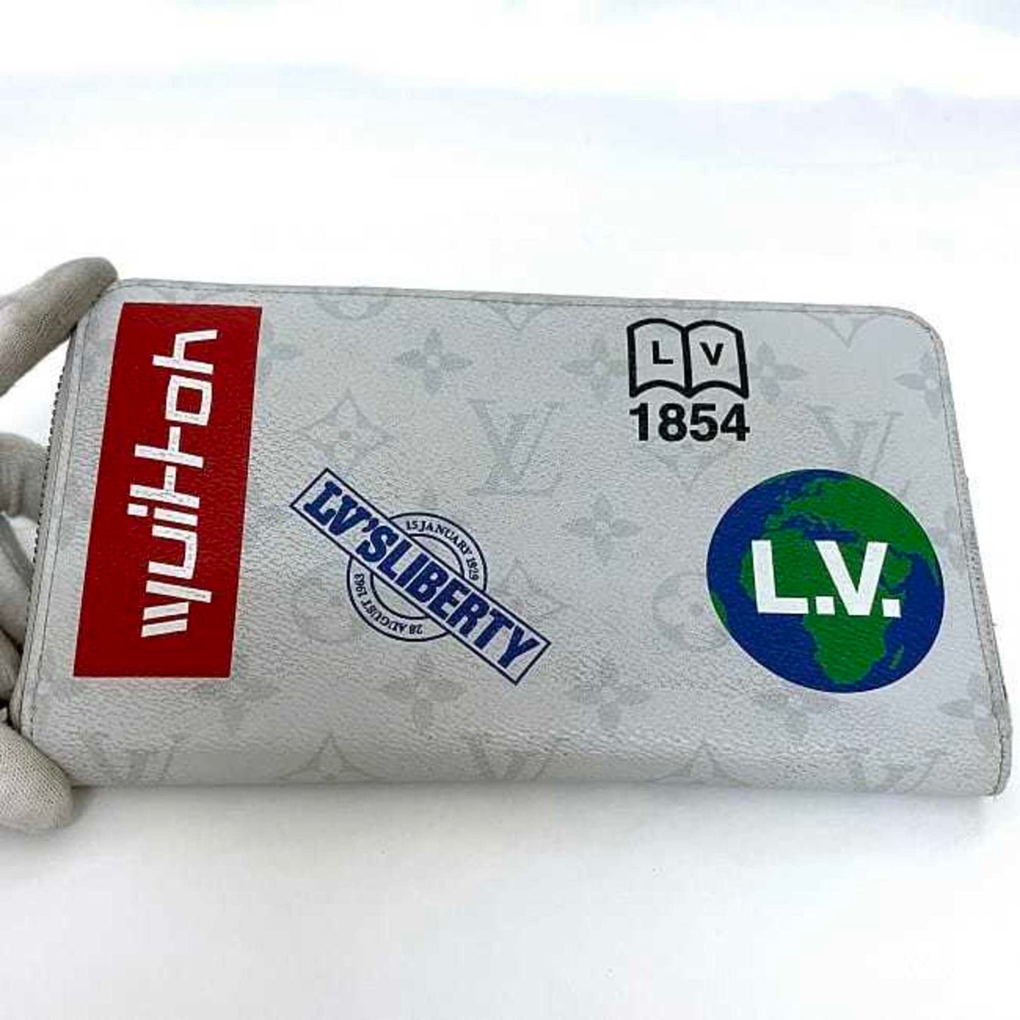 Louis Vuitton Zippy organizer, White, Canvas, wallet