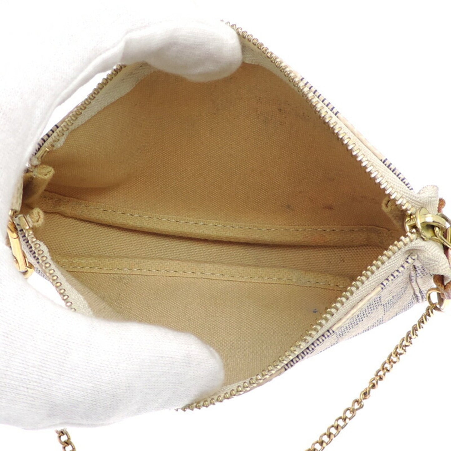 Louis Vuitton Mini Pochette Accessoires, White, Canvas, clutch