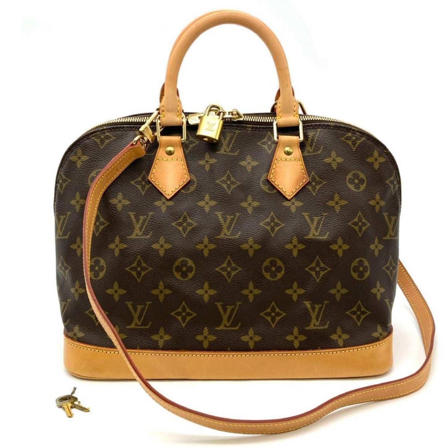 Louis Vuitton Alma, Brown, Canvas, handbag